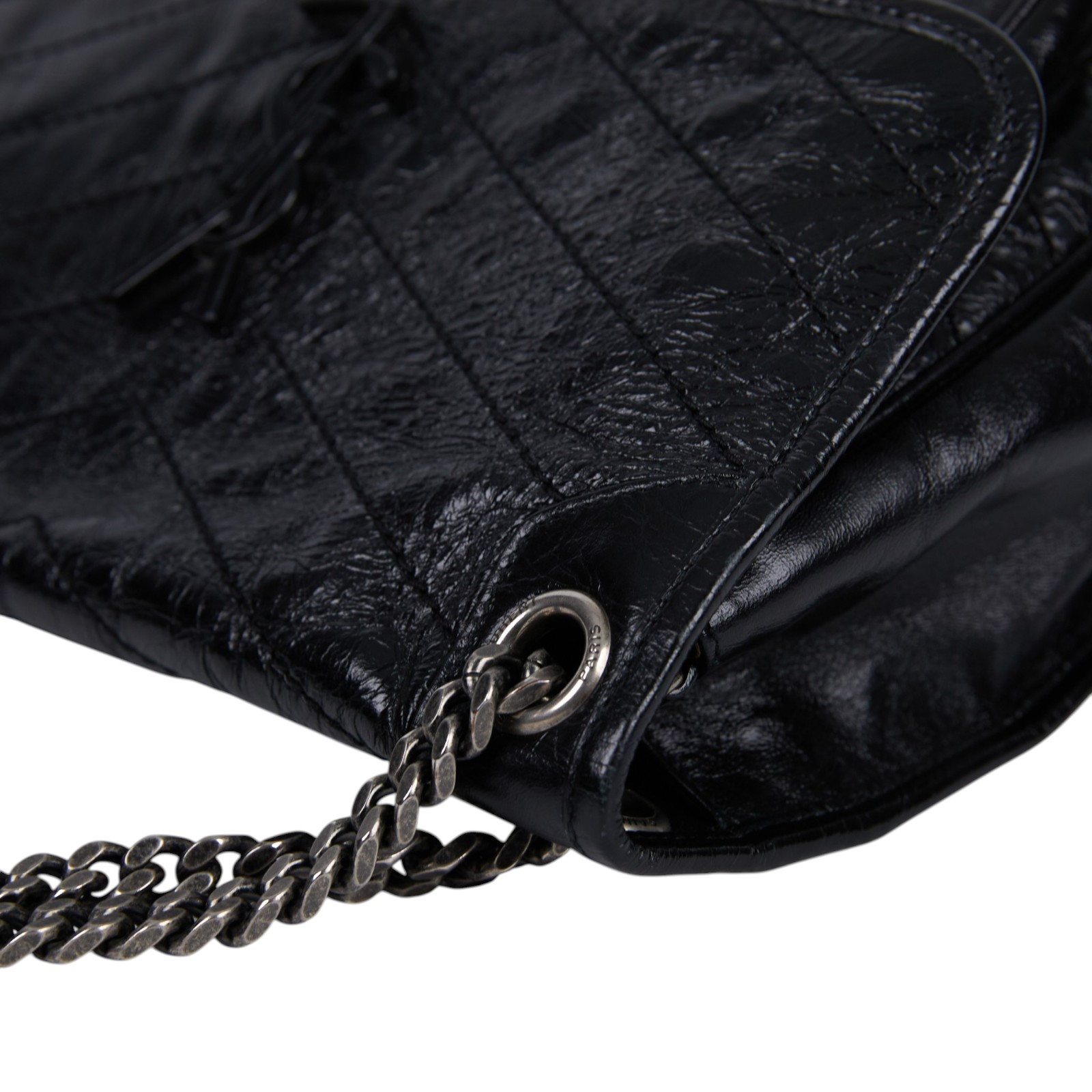 聖羅蘭 YSL SAINT LAURENT Niki 復古皮革 中型手袋 金色五金 6331580EN07 黑NIKI 中 防塵袋
