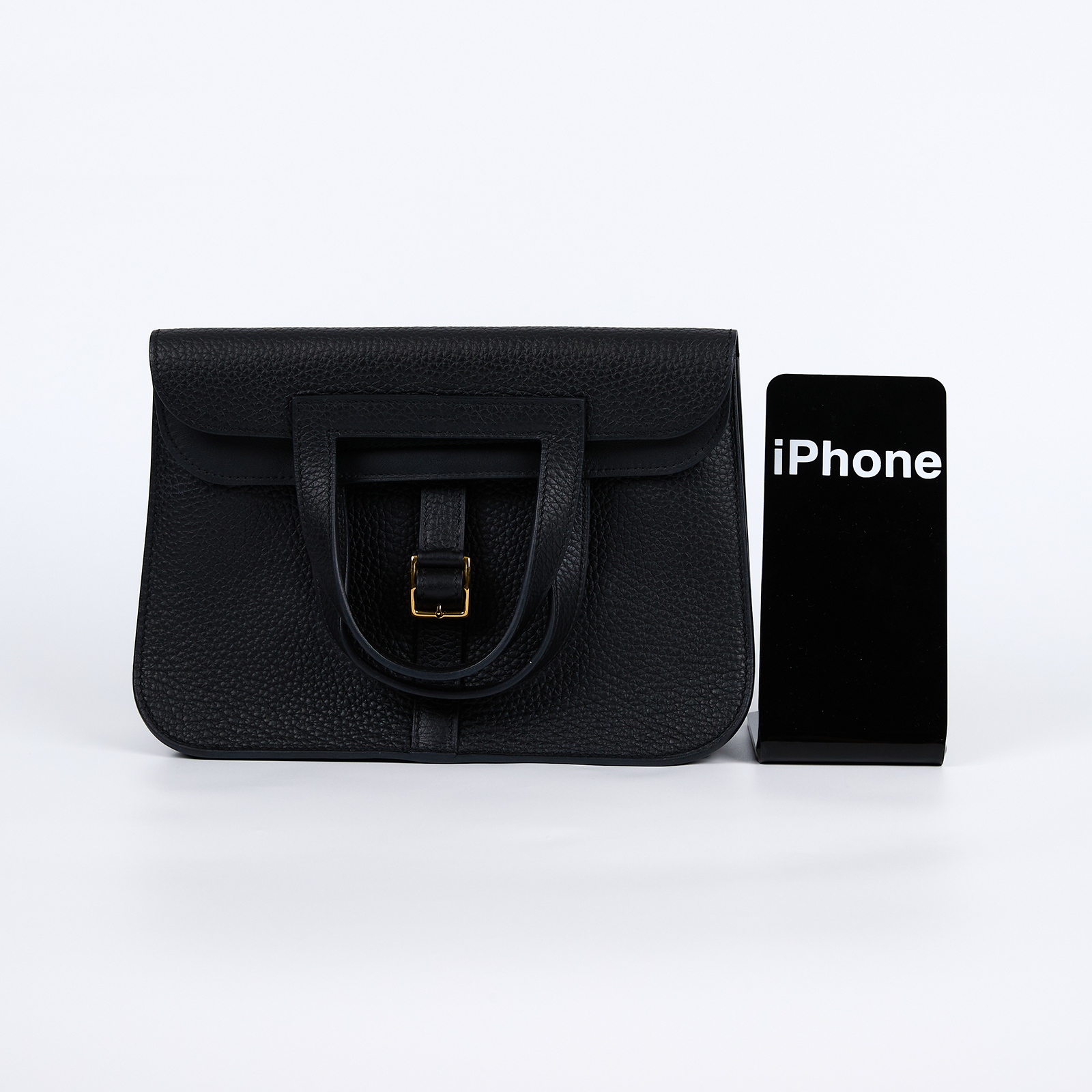愛馬仕 Hermes Halzan 25 手拿 手提 肩背 斜背包 金色五金 黑色 H082027CC89 B刻 H082027CC789  原廠盒子/防塵袋/購買證明影本