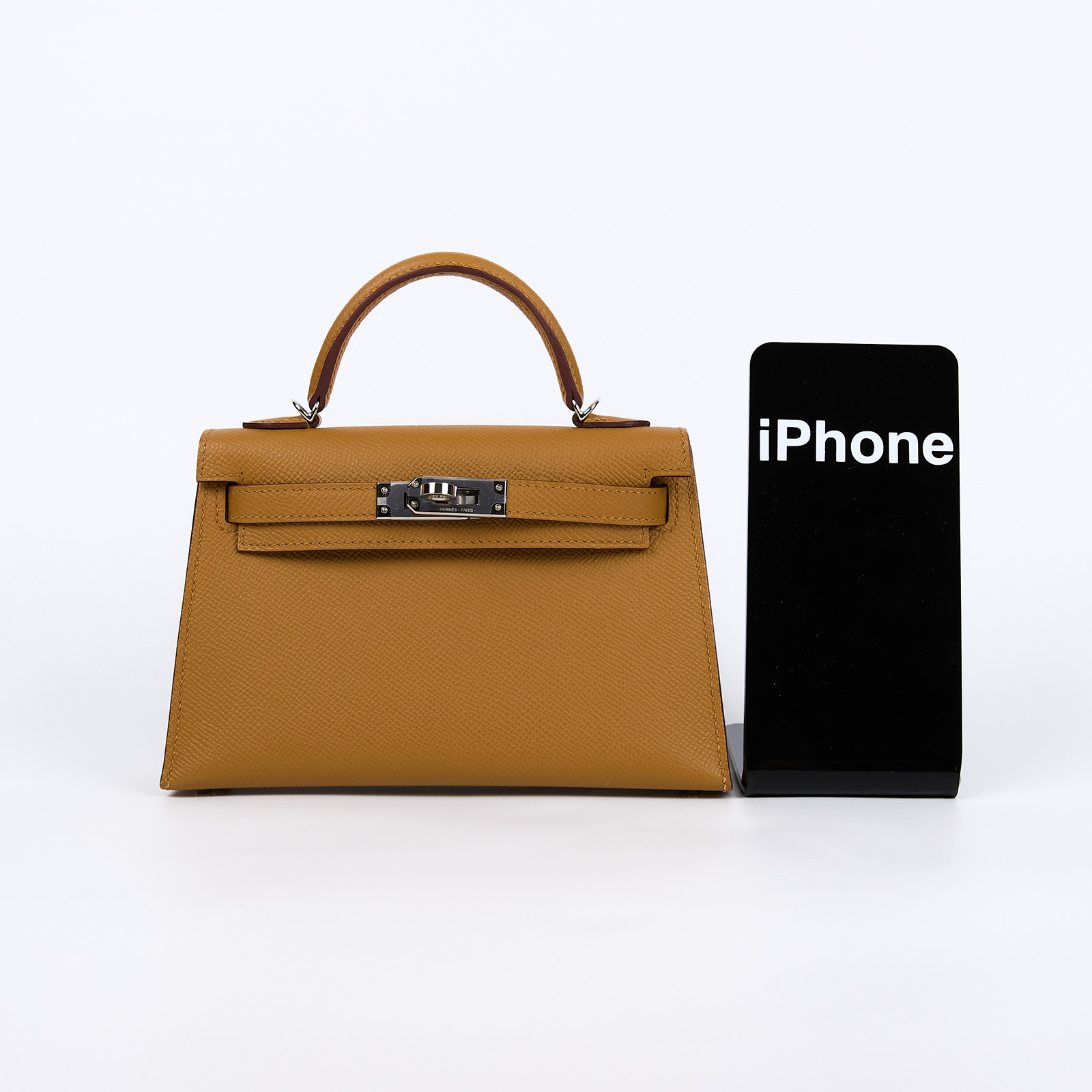愛馬仕 Hermes Kelly Bag 凱莉包 mini II 銀色五金 芝麻色 H071302CK2S /BMU857HI  原廠盒子/防塵袋/背帶/購買證明
