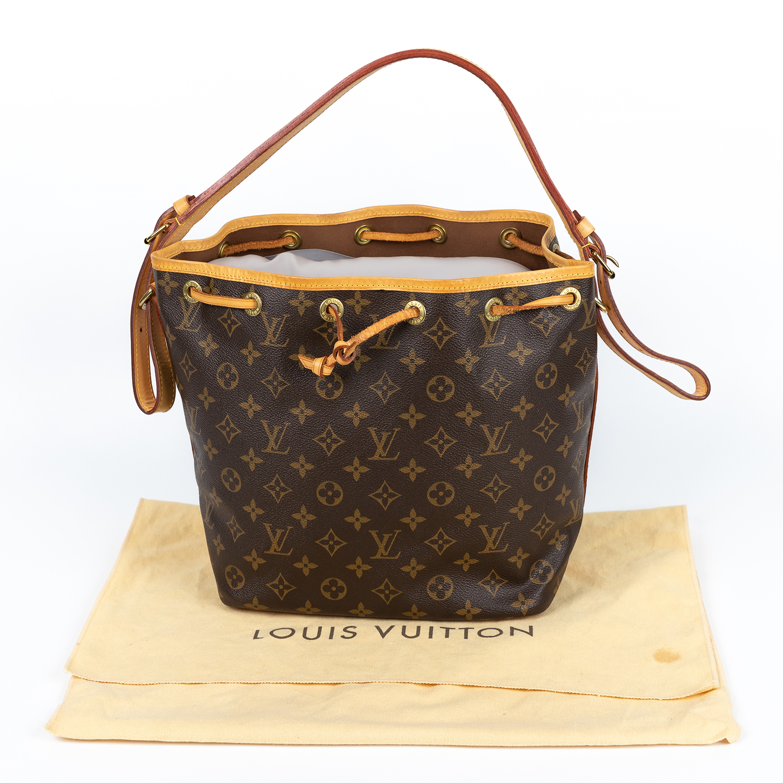 路易威登 LOUIS VUITTON Petit Noé 舊款 束口水桶包 M42226 原花水桶包 中款 防塵袋