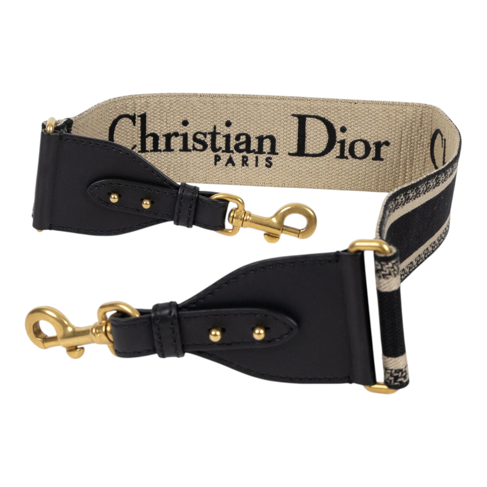 迪奧 CHRISTIAN DIOR Oblique 背帶 S8552CBTE 黑LOGO刺繡背帶 無附屬品