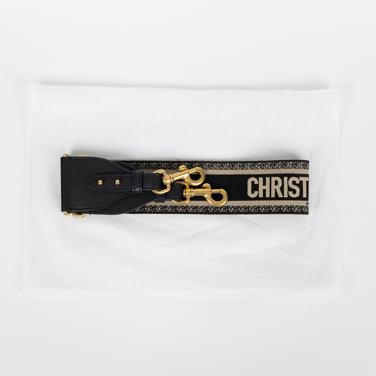 迪奧 CHRISTIAN DIOR Oblique 背帶 S8552CBTE 黑LOGO刺繡背帶 無附屬品