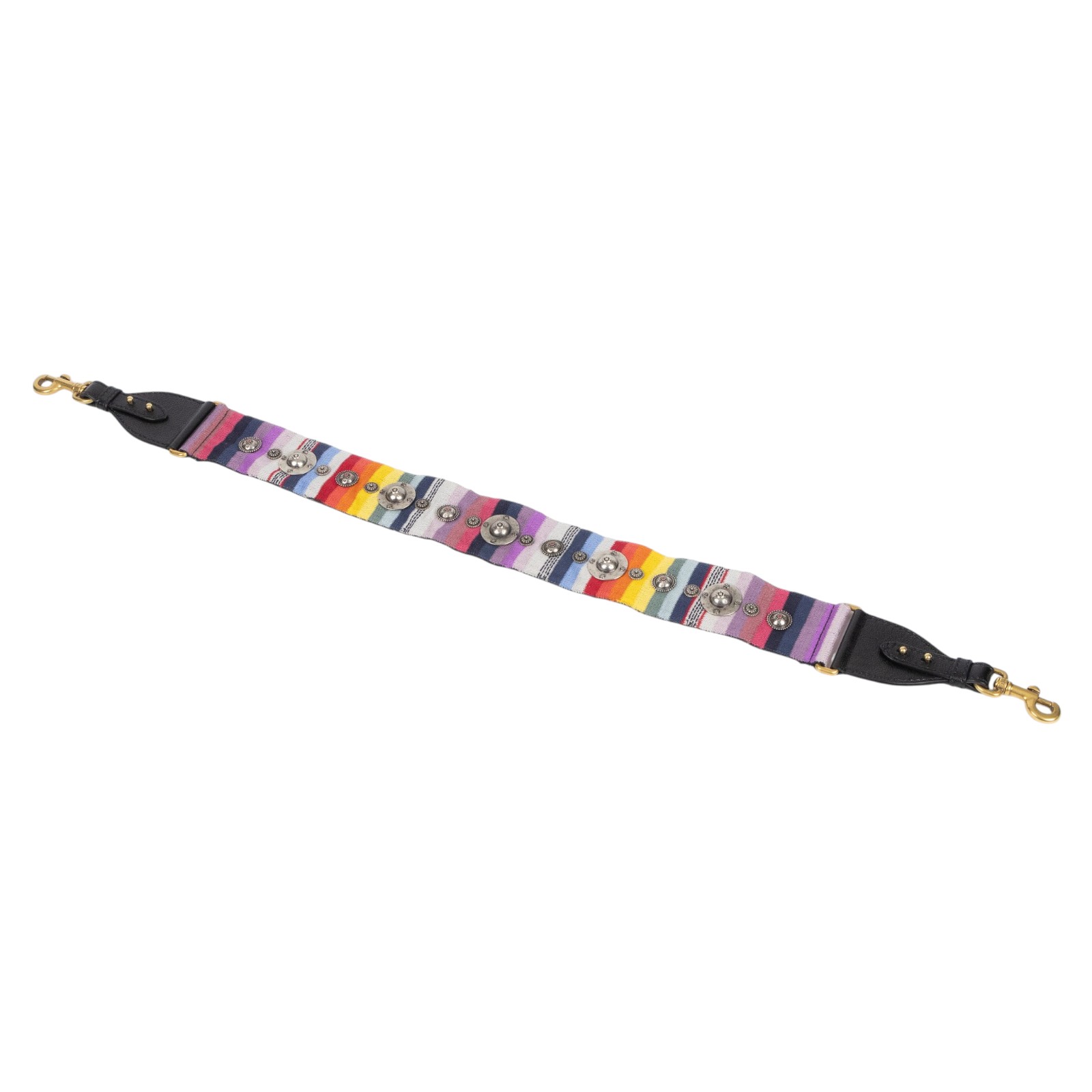 迪奧 CHRISTIAN DIOR Embroidered Rainbow 背帶  彩色帆布背帶 無附屬品