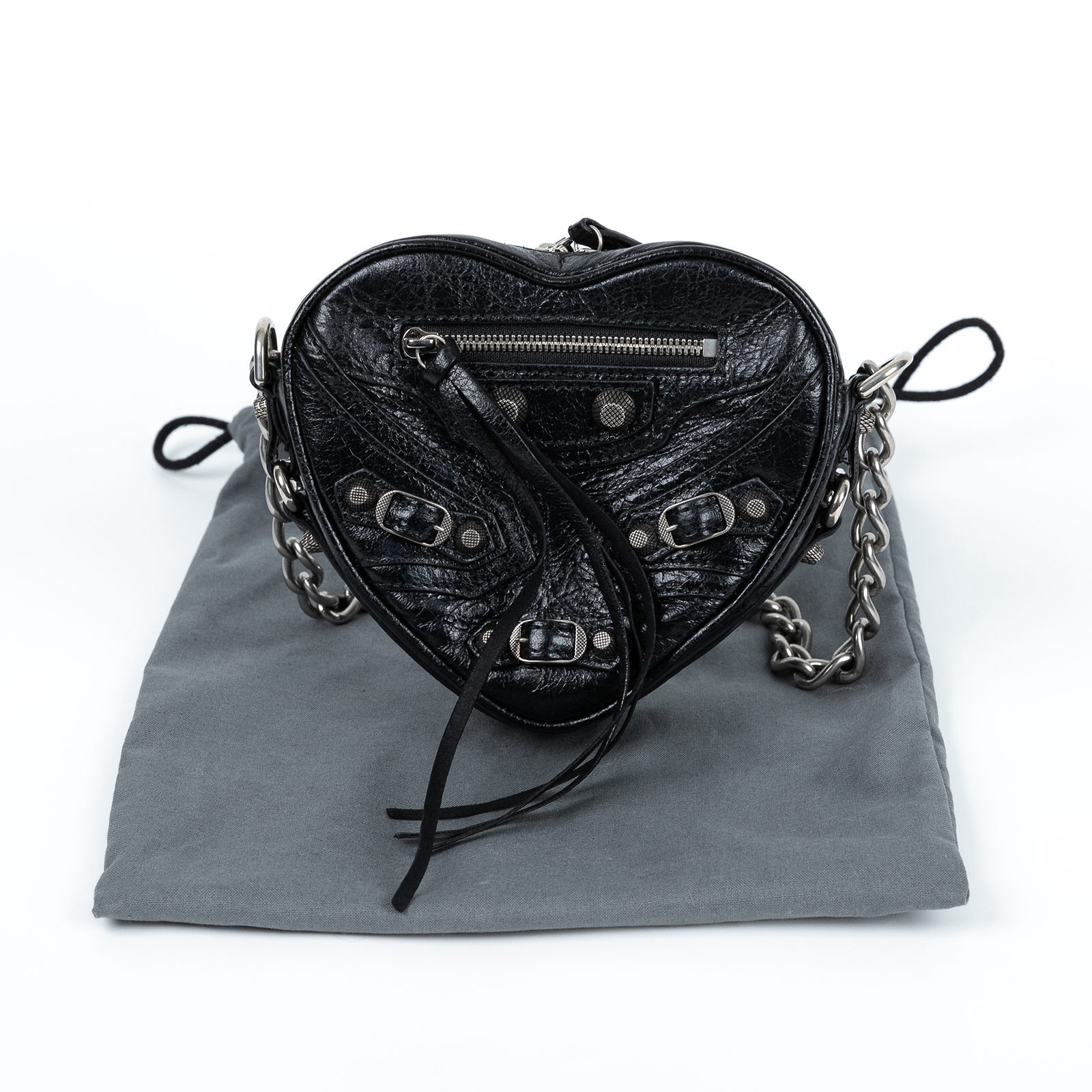 巴黎世家 BALENCIAGA Le Cagole 心形 迷你 機車包 肩背包 斜背包 7227811VG9Y 黑愛心鍊包 防塵袋