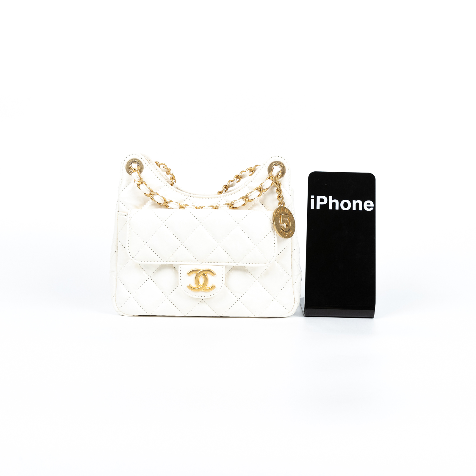 香奈兒 CHANEL 流浪包 Hobo Bag CC LOGO 斜背包 AS3710 B10233 晶片款 白油蠟皮天貓精靈 無附屬品