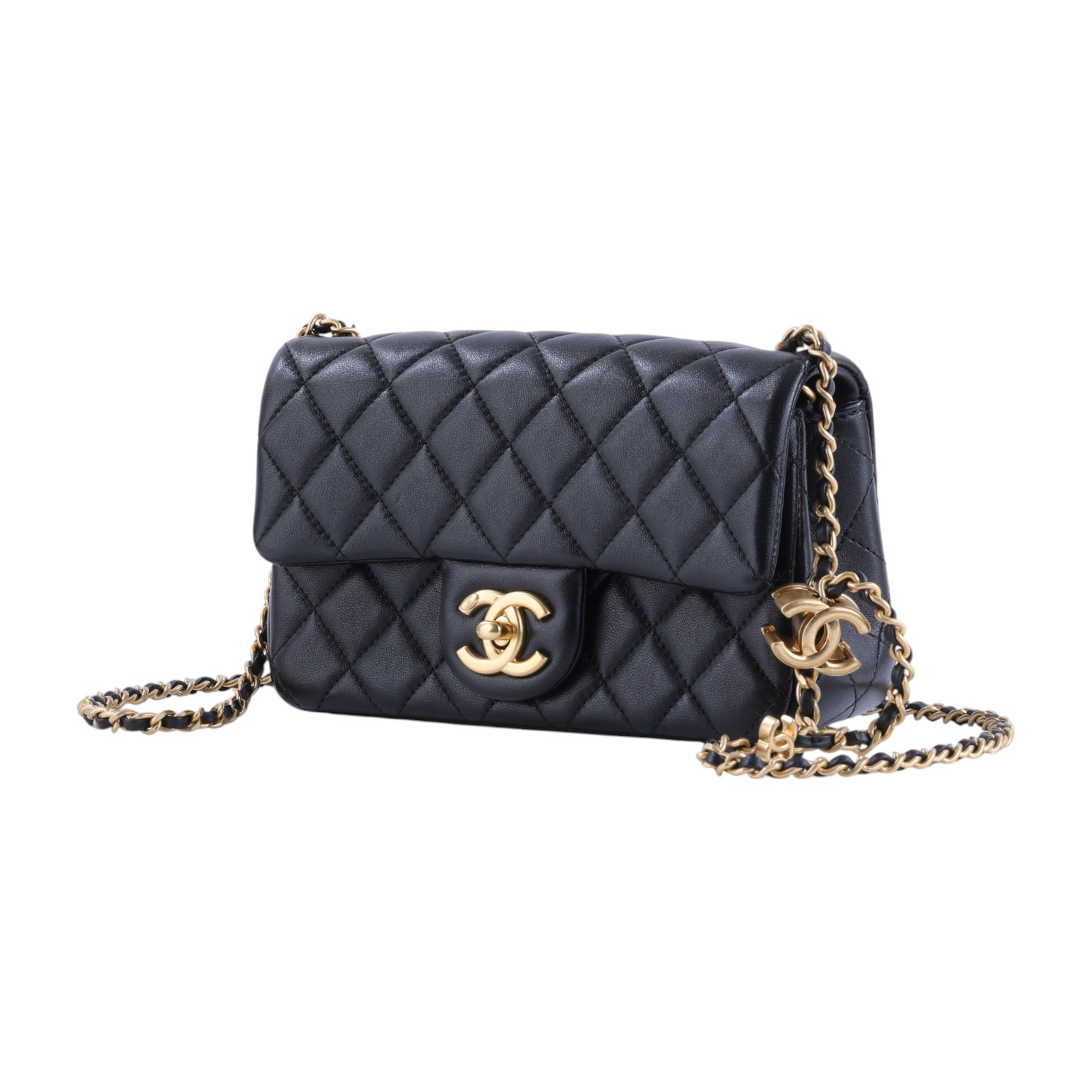 香奈兒 CHANEL Mini Flap 口蓋包 肩背包 斜背包 AS5759 B21572 晶片款 黑金羊雙C調節釦COCO20 原廠盒子/防塵袋/購買證明影本