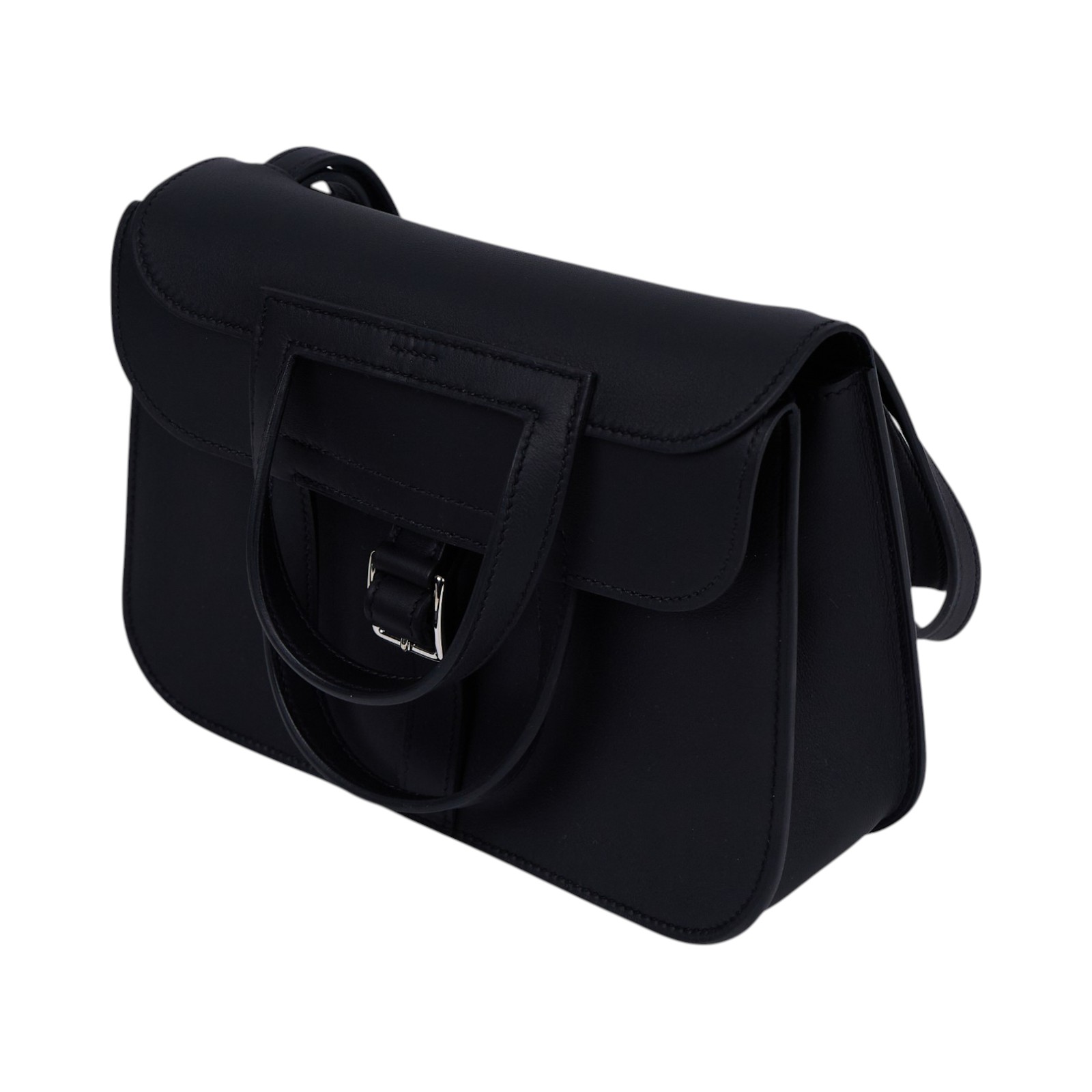 愛馬仕 Hermes Halzan Mini 手提 肩背 斜背包 銀色五金 黑色 H069523CKAH /KBT006TD  原廠盒子/購買證明