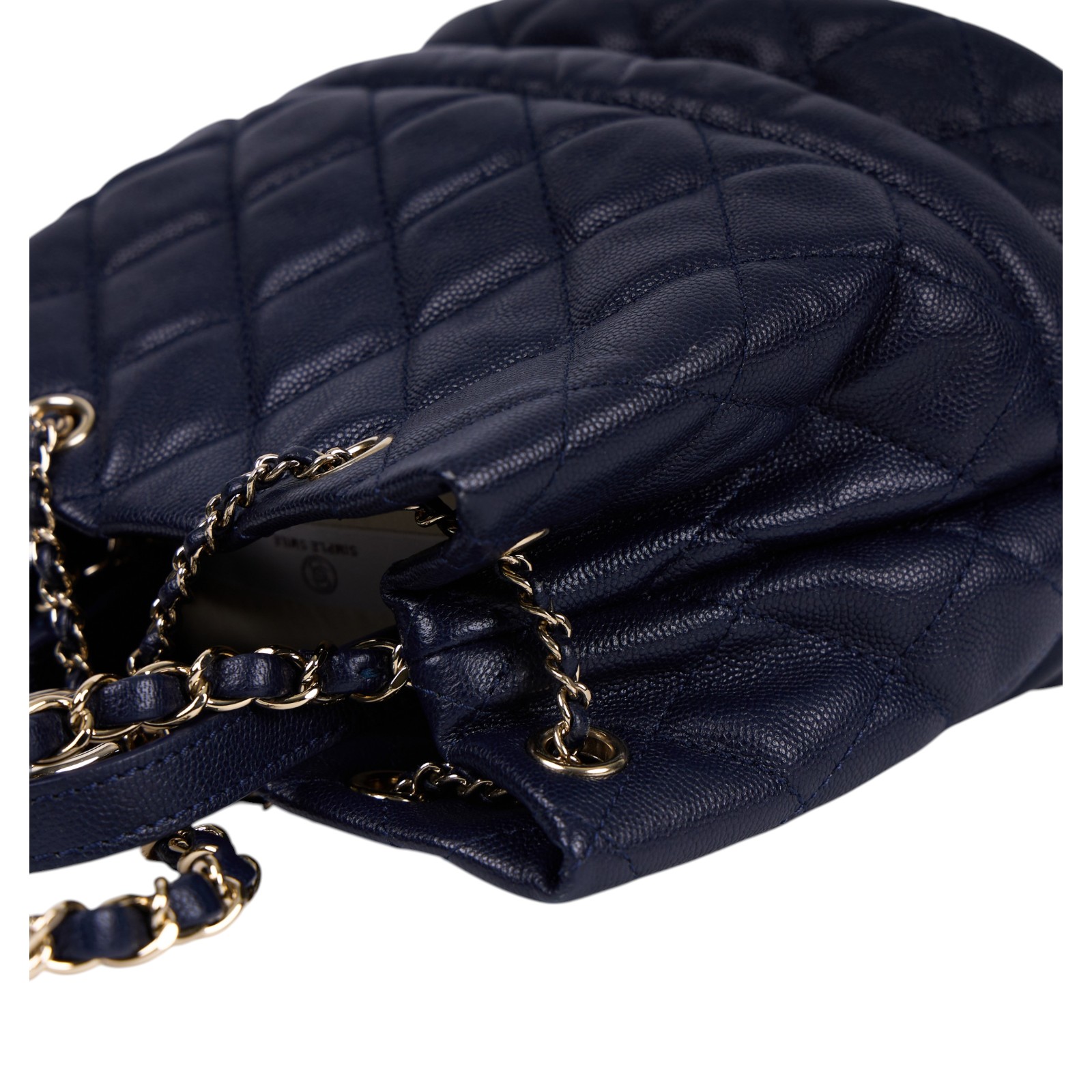 香奈兒 CHANEL CC LOGO 束口水桶包 手提包 斜背包 AS0894 28開 深藍荔枝水桶包 防塵袋/保證卡