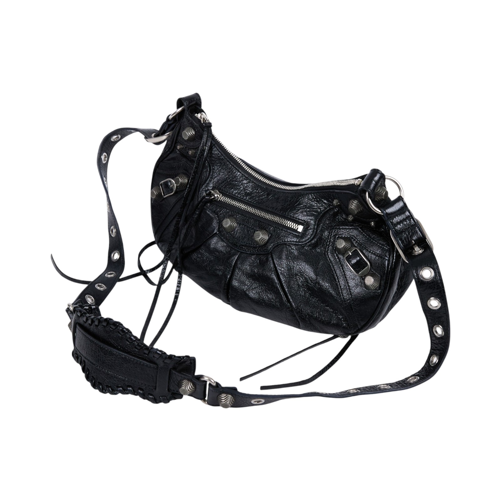 巴黎世家 BALENCIAGA Le cagole 半月 可頌包 小型 6713071VG9Y 黑LE CAGOLE S 防塵袋/購買證明/零錢包/鏡子