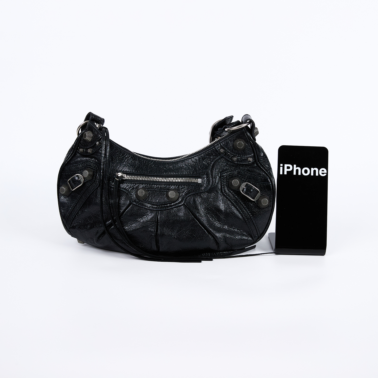 巴黎世家 BALENCIAGA Le cagole 半月 可頌包 小型 6713071VG9Y 黑LE CAGOLE S 防塵袋/購買證明/零錢包/鏡子