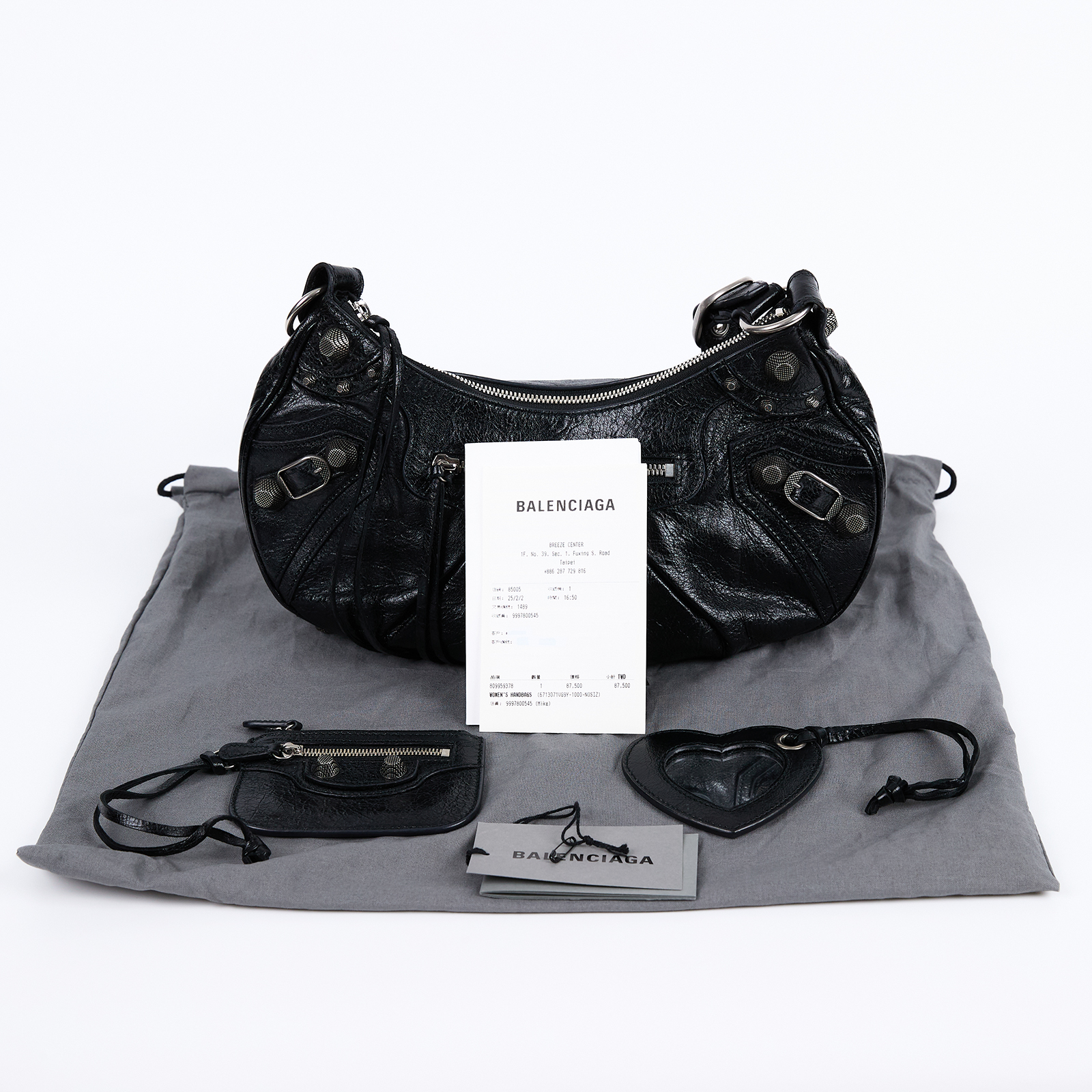 巴黎世家 BALENCIAGA Le cagole 半月 可頌包 小型 6713071VG9Y 黑LE CAGOLE S 防塵袋/購買證明/零錢包/鏡子
