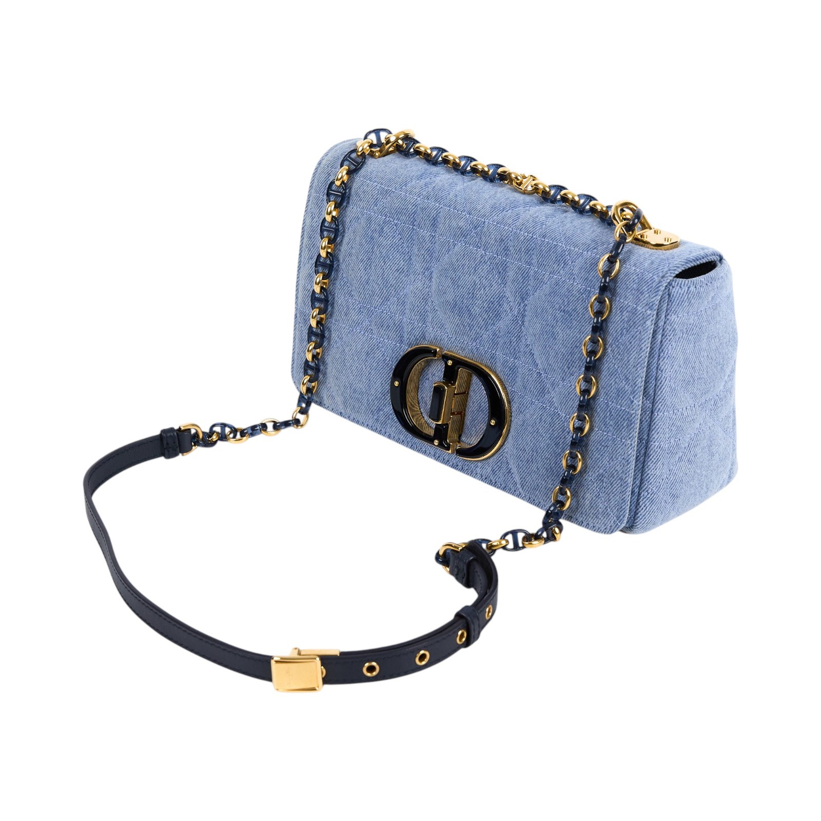 迪奧 CHRISTIAN DIOR Caro 中型 斜背包 肩背包 手提包 單寧 M9242WTJF 牛仔CARO鏈帶包 中號 防塵袋/背帶