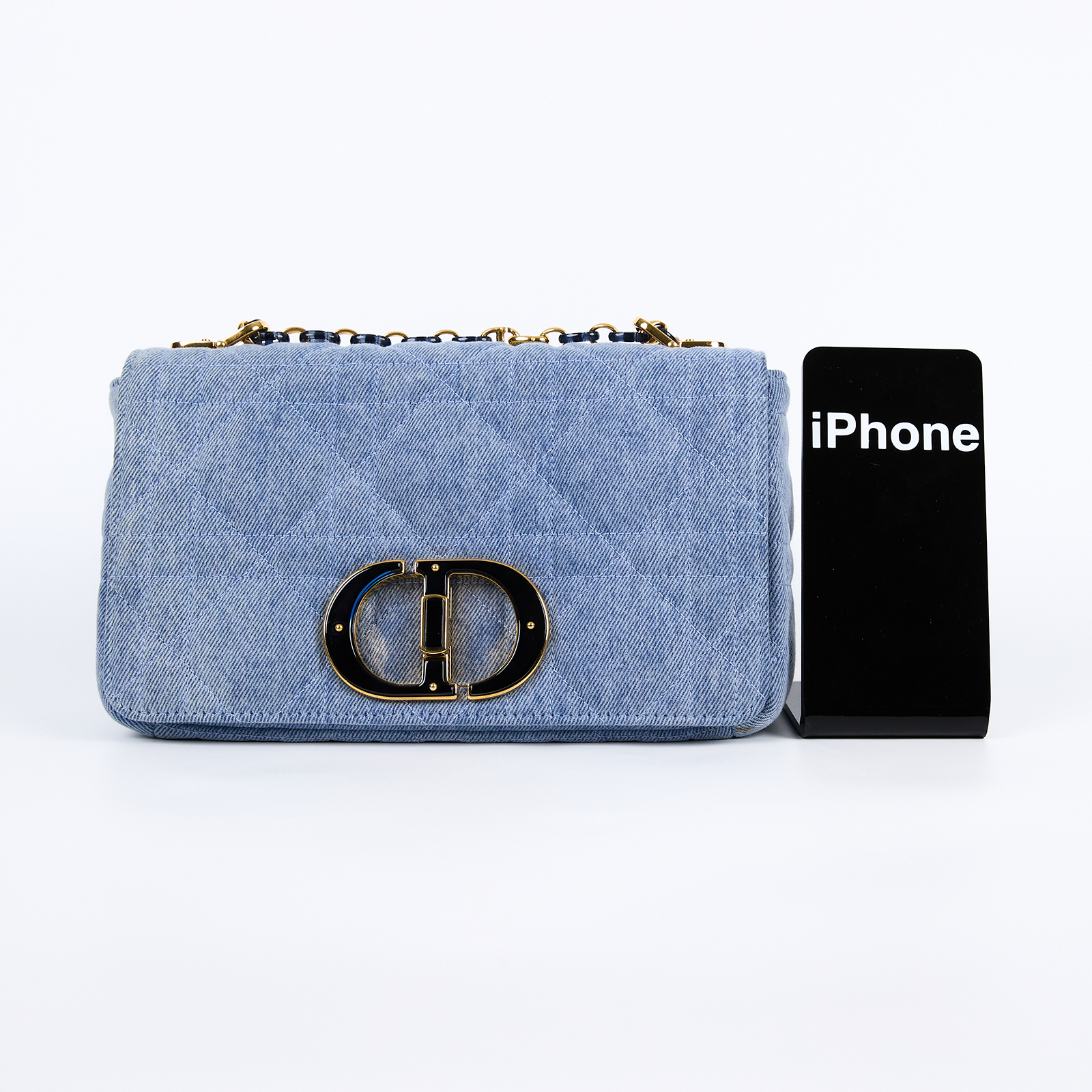 迪奧 CHRISTIAN DIOR Caro 中型 斜背包 肩背包 手提包 單寧 M9242WTJF 牛仔CARO鏈帶包 中號 防塵袋/背帶
