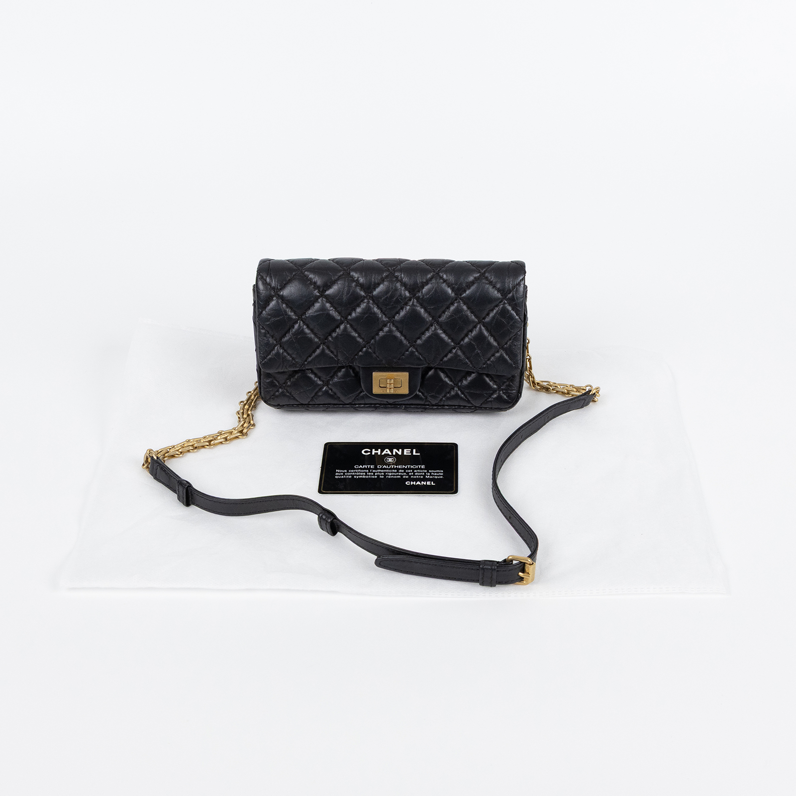 香奈兒 CHANEL 2.55 腰包 口蓋包 A57791 27開 黑2.55腰包 保證卡