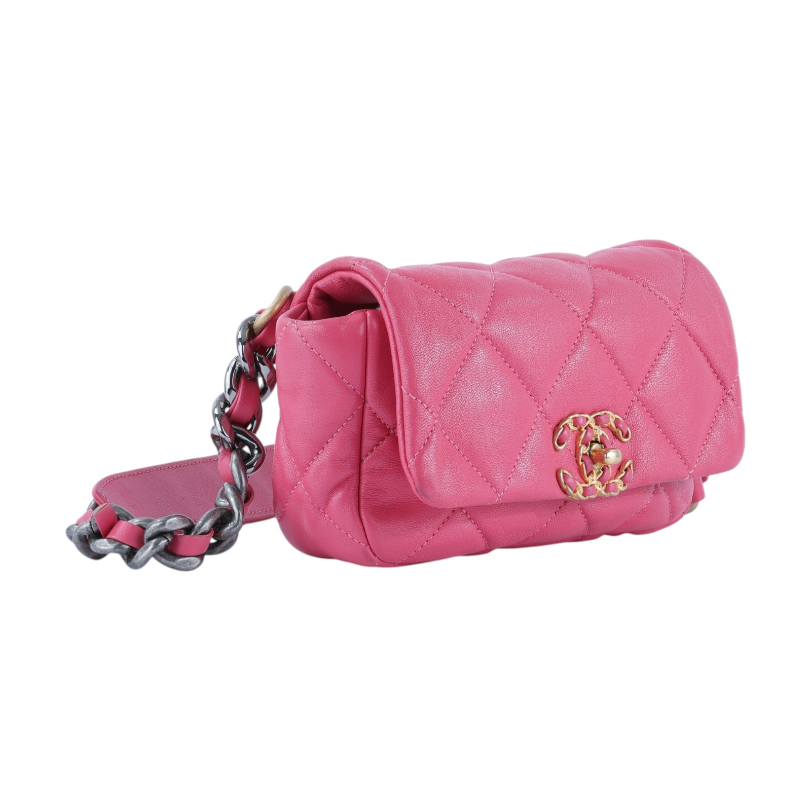 香奈兒 CHANEL CC LOGO 19 側背包 口蓋包 AS1163 29開 桃19腰包 保證卡