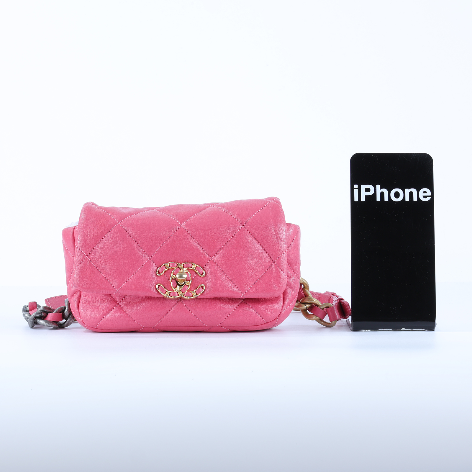香奈兒 CHANEL CC LOGO 19 側背包 口蓋包 AS1163 29開 桃19腰包 保證卡
