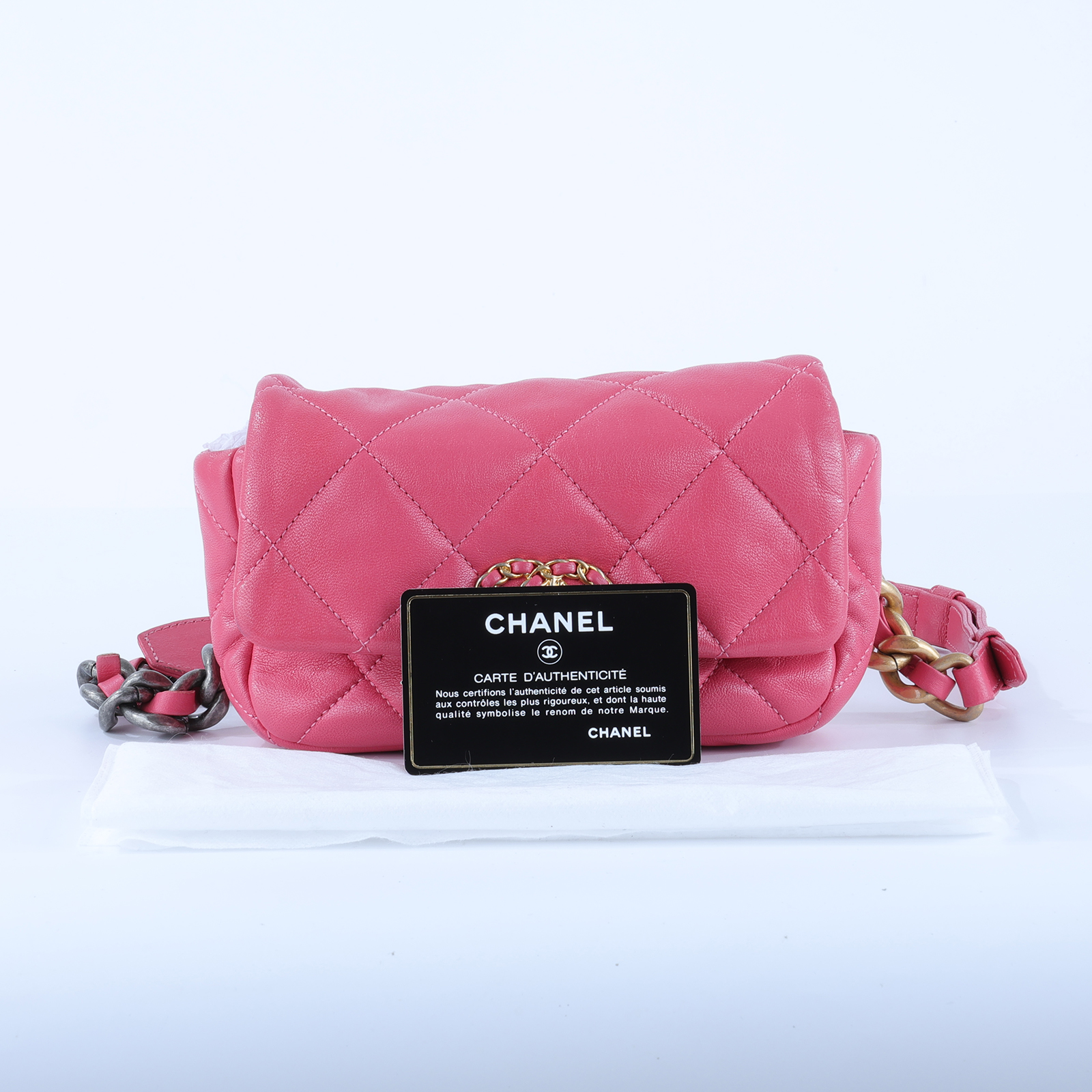 香奈兒 CHANEL CC LOGO 19 側背包 口蓋包 AS1163 29開 桃19腰包 保證卡