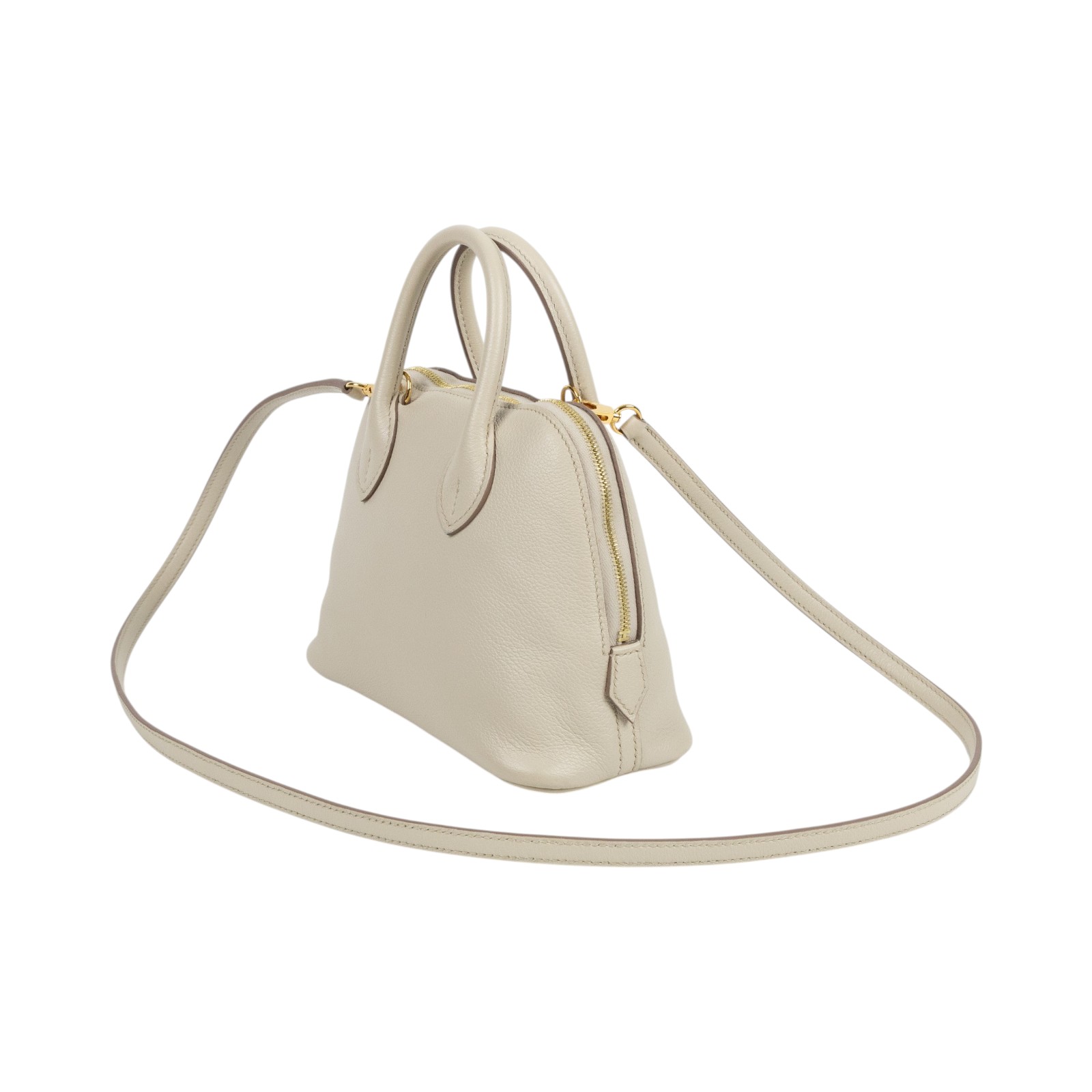 愛馬仕 Hermes Bolide Bag 1923 柏莉包 mini 金色五金 冰川白 H075180CC8L B刻  原廠盒子/防塵袋/背帶/加拿大購買證明