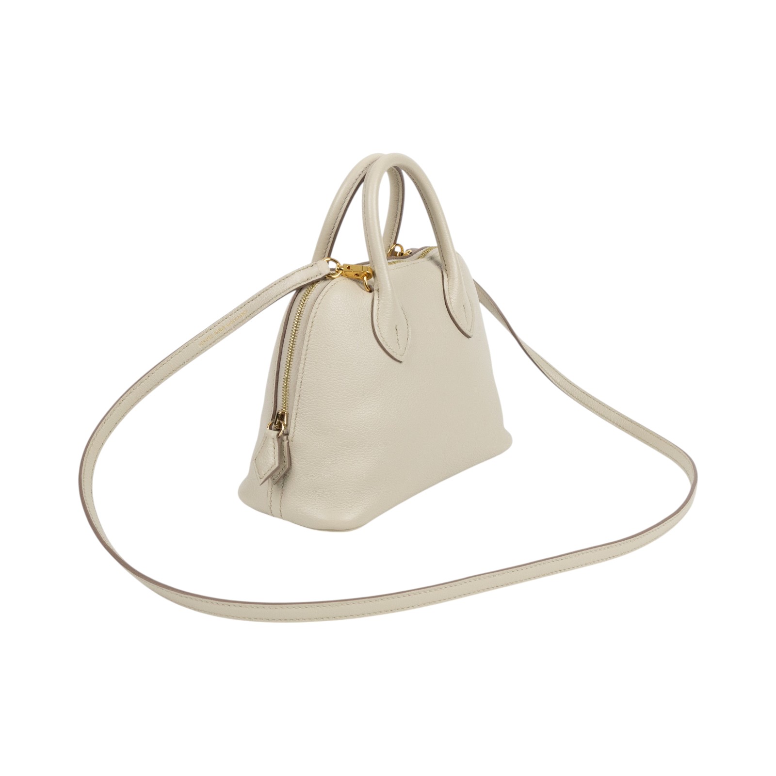 愛馬仕 Hermes Bolide Bag 1923 柏莉包 mini 金色五金 冰川白 H075180CC8L B刻  原廠盒子/防塵袋/背帶/加拿大購買證明