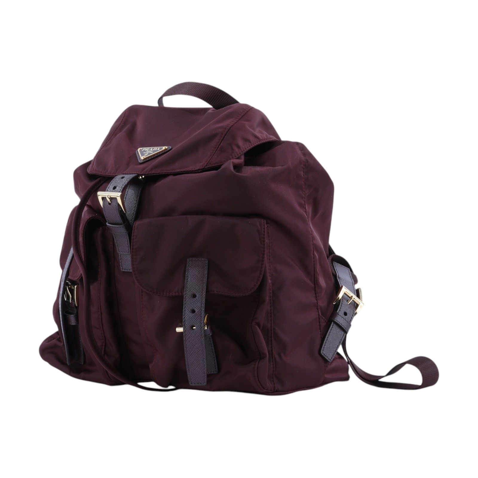普拉達 PRADA Re-Nylon 中型 背囊 連化妝袋 1BZ811_RV44 酒紅色尼龍後背包 防塵袋