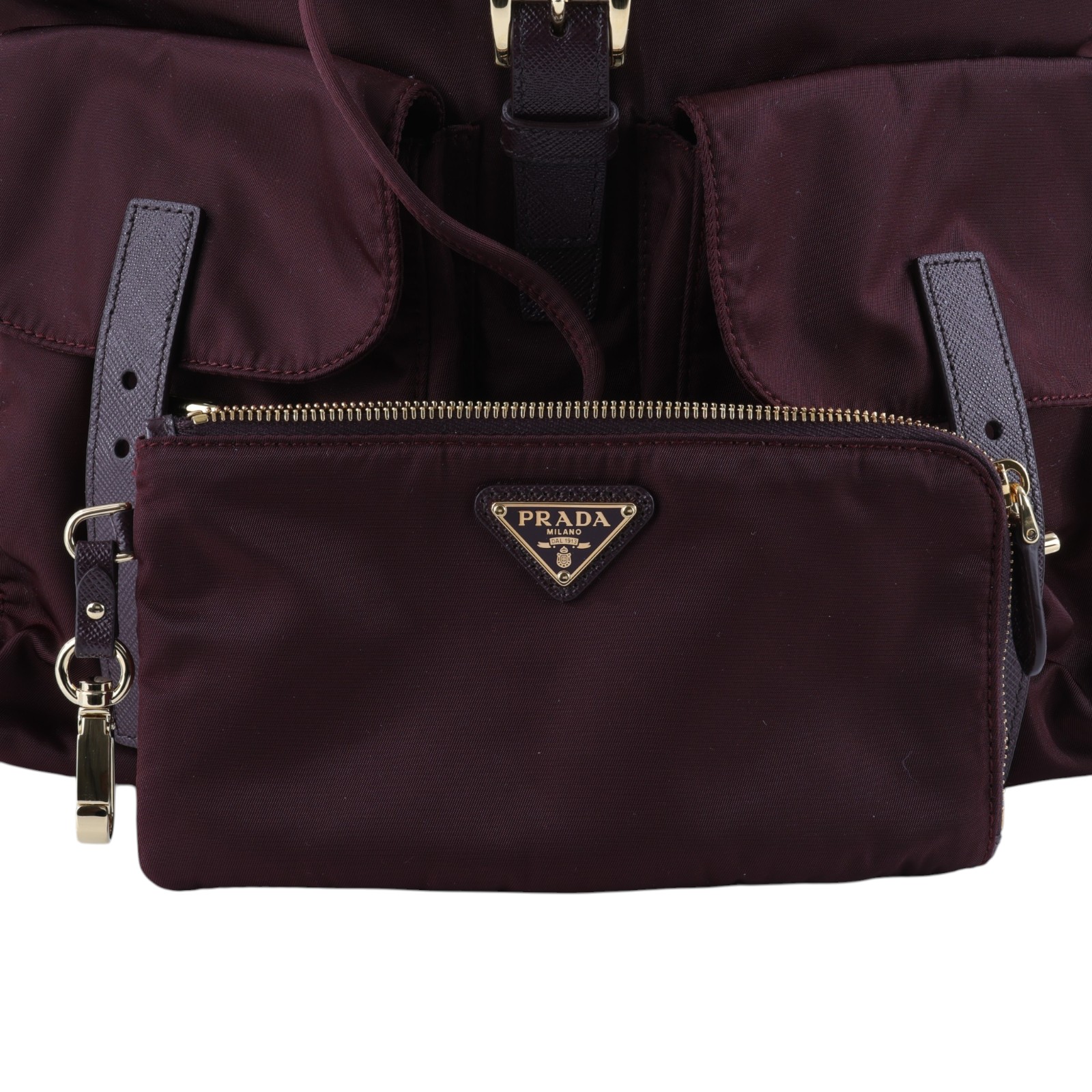 普拉達 PRADA Re-Nylon 中型 背囊 連化妝袋 1BZ811_RV44 酒紅色尼龍後背包 防塵袋