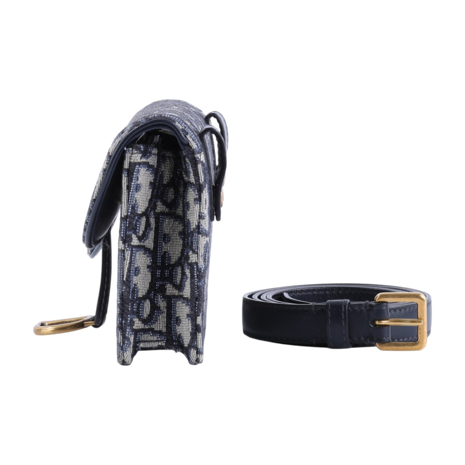 迪奧 CHRISTIAN DIOR Saddle 馬鞍 腰包 S5619CTZQ 藍緹花帆布SADDLE腰包 原廠盒子/背帶/保證卡