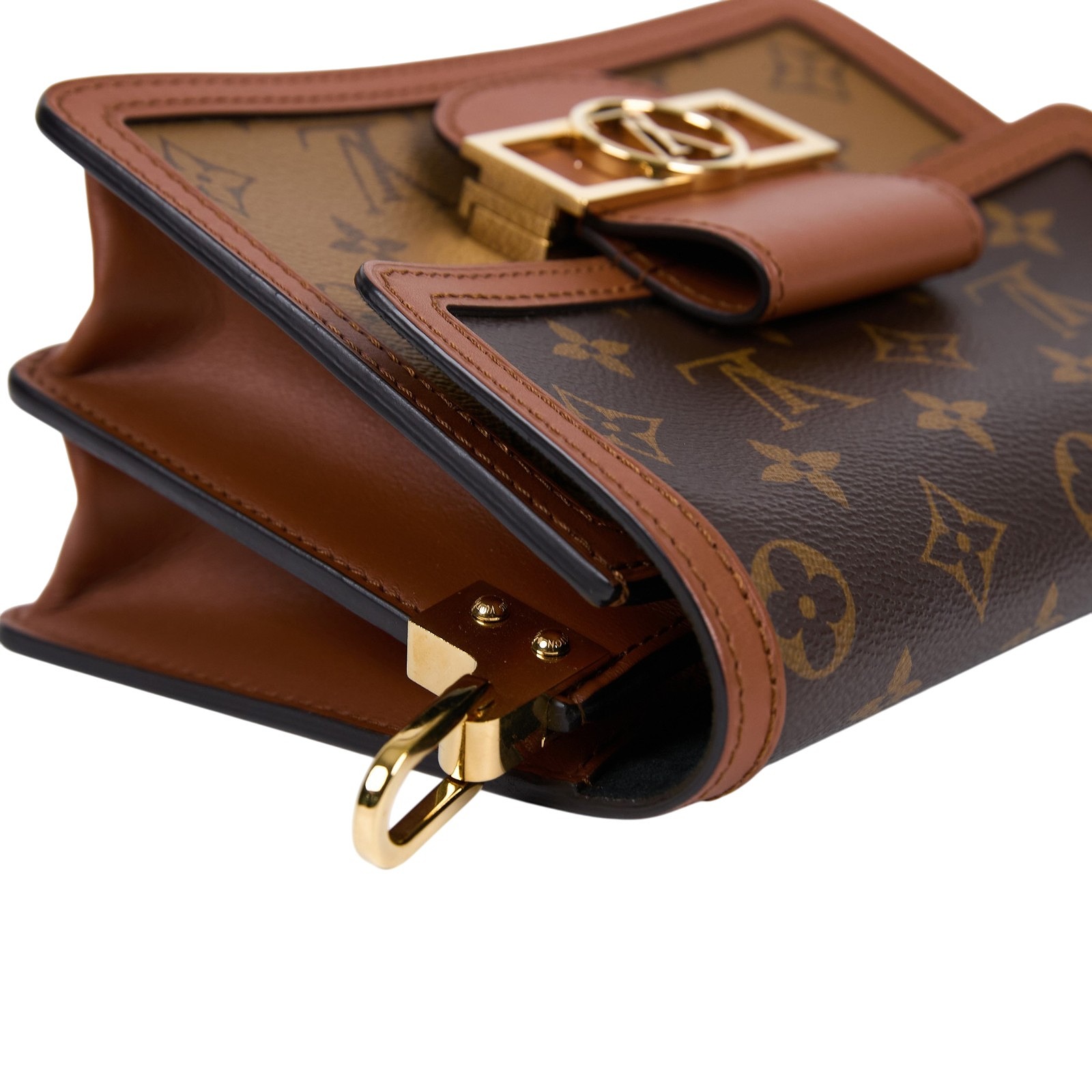 路易威登 LOUIS VUITTON Mini Dauphine 達芙妮 Reverse皮革飾邊 帆布肩背 斜背包 M45959  原廠盒子/防塵袋/背帶
