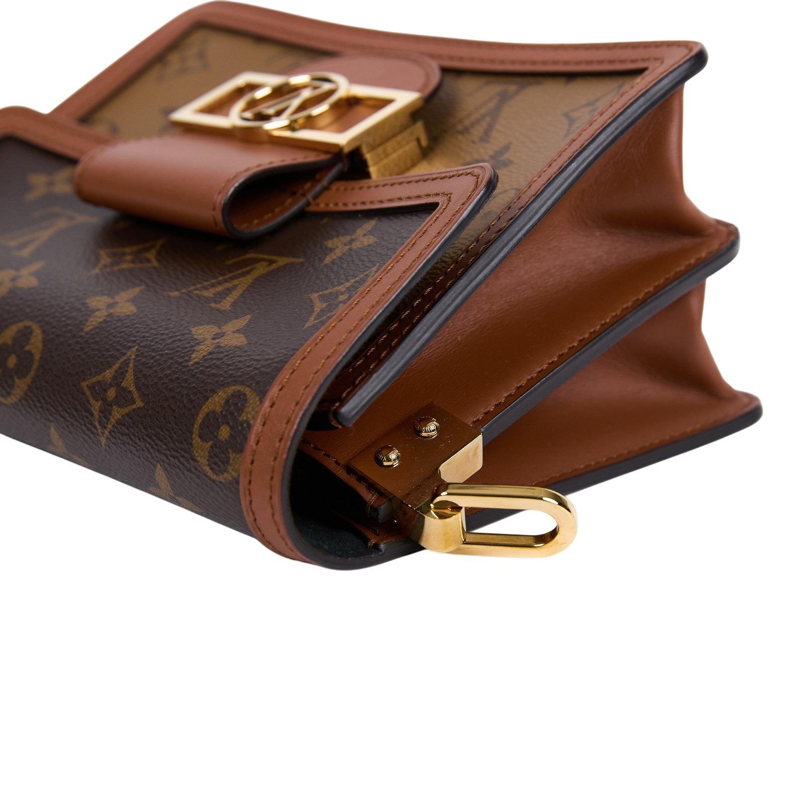路易威登 LOUIS VUITTON Mini Dauphine 達芙妮 Reverse皮革飾邊 帆布肩背 斜背包 M45959  原廠盒子/防塵袋/背帶