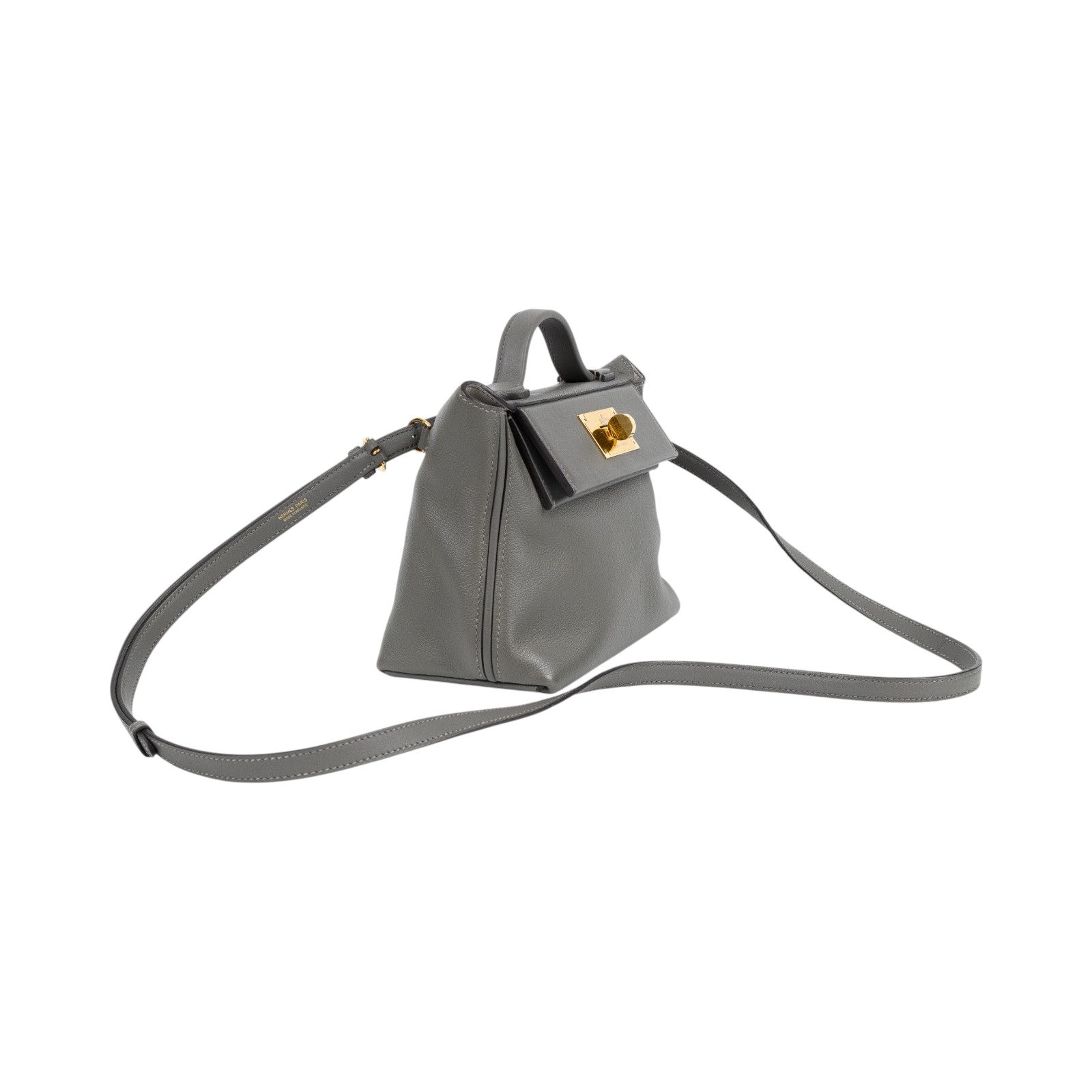 愛馬仕 Hermes 24/24 21 Mini 手提包 金色五金 積雨雲灰色 H082817CCAO /UTN200DT  原廠盒子/防塵袋/背帶/購買證明