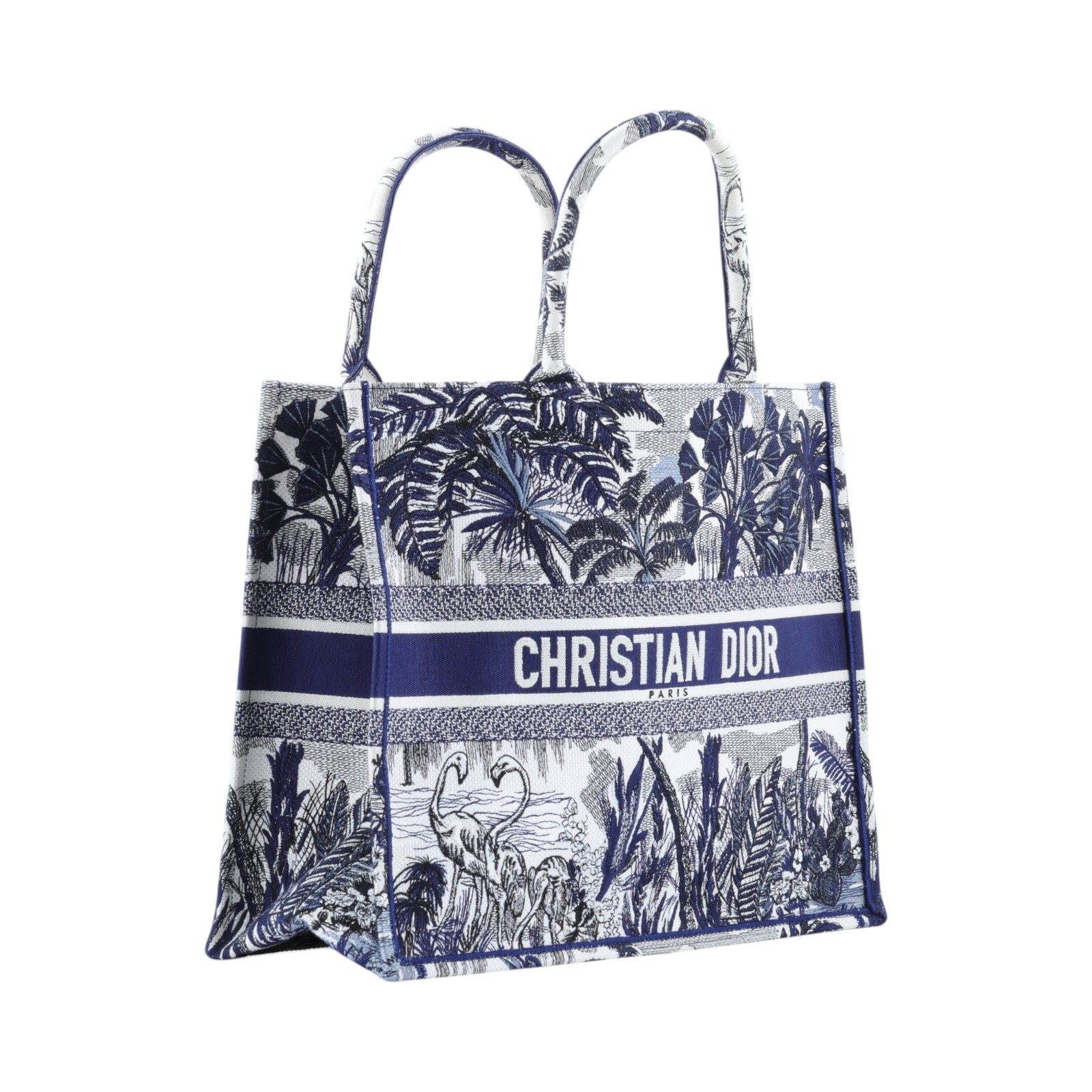 迪奧 CHRISTIAN DIOR Book Tote 大型 托特包 藍色 米白色 M1286ZTJO 藍緹花椰子樹BOOKTOTE 防塵袋/保證卡