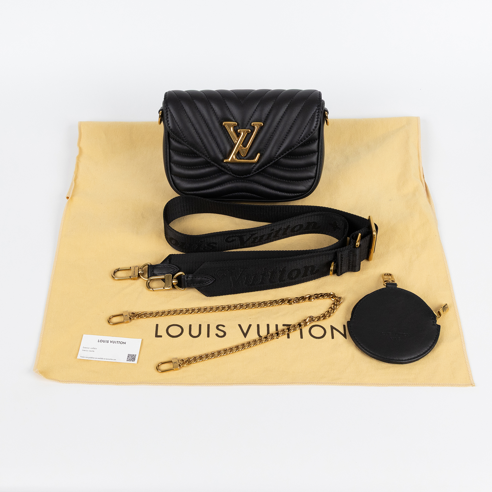 路易威登 LOUIS VUITTON New Wave Multi-pochette 牛皮 三合一 斜背包 M56461 晶片款  防塵袋/背帶2/零錢包