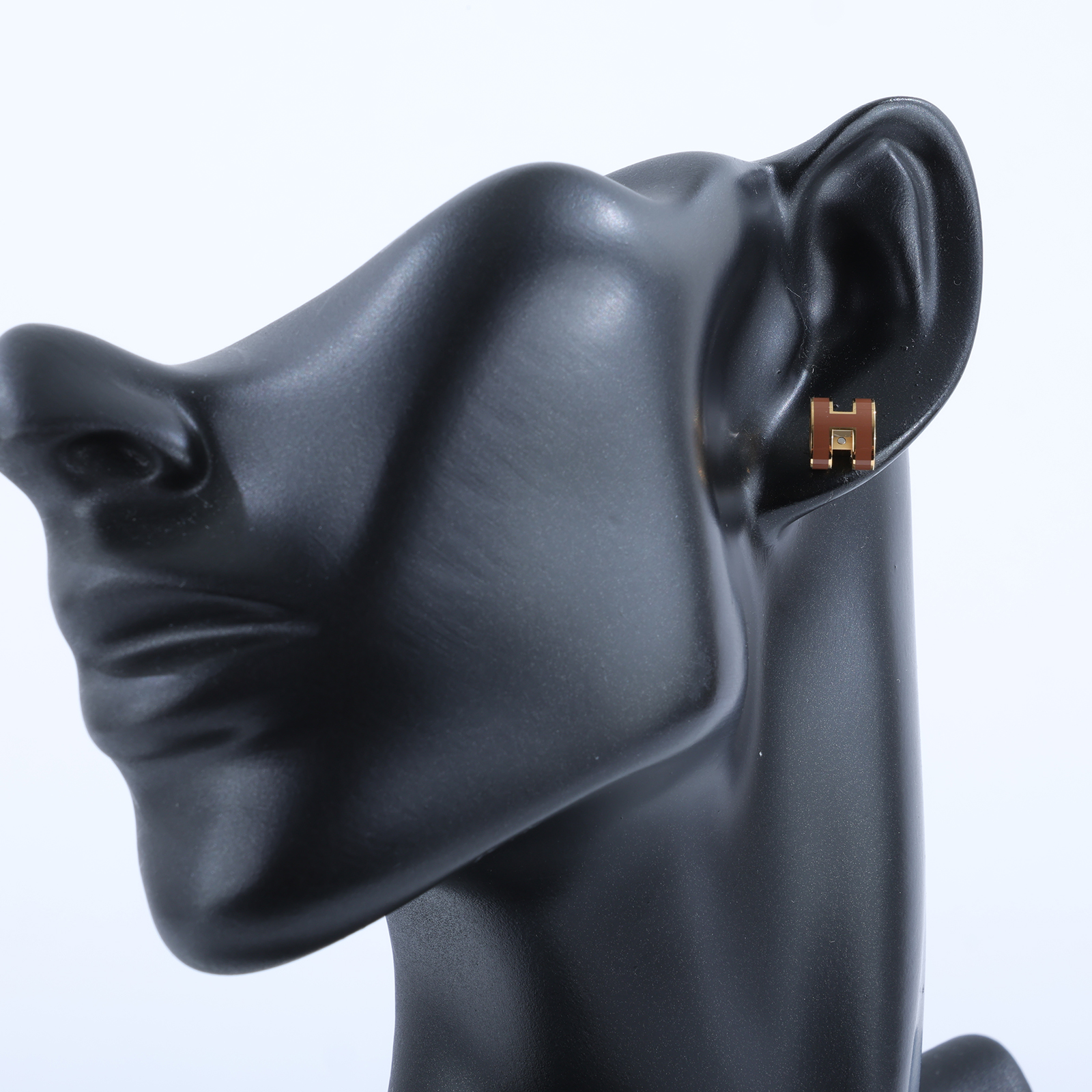 愛馬仕 Hermes Mini Pop H 耳釘 POPHE GD0226 棕Mini Pop H耳環 原廠盒子/防塵袋/內襯