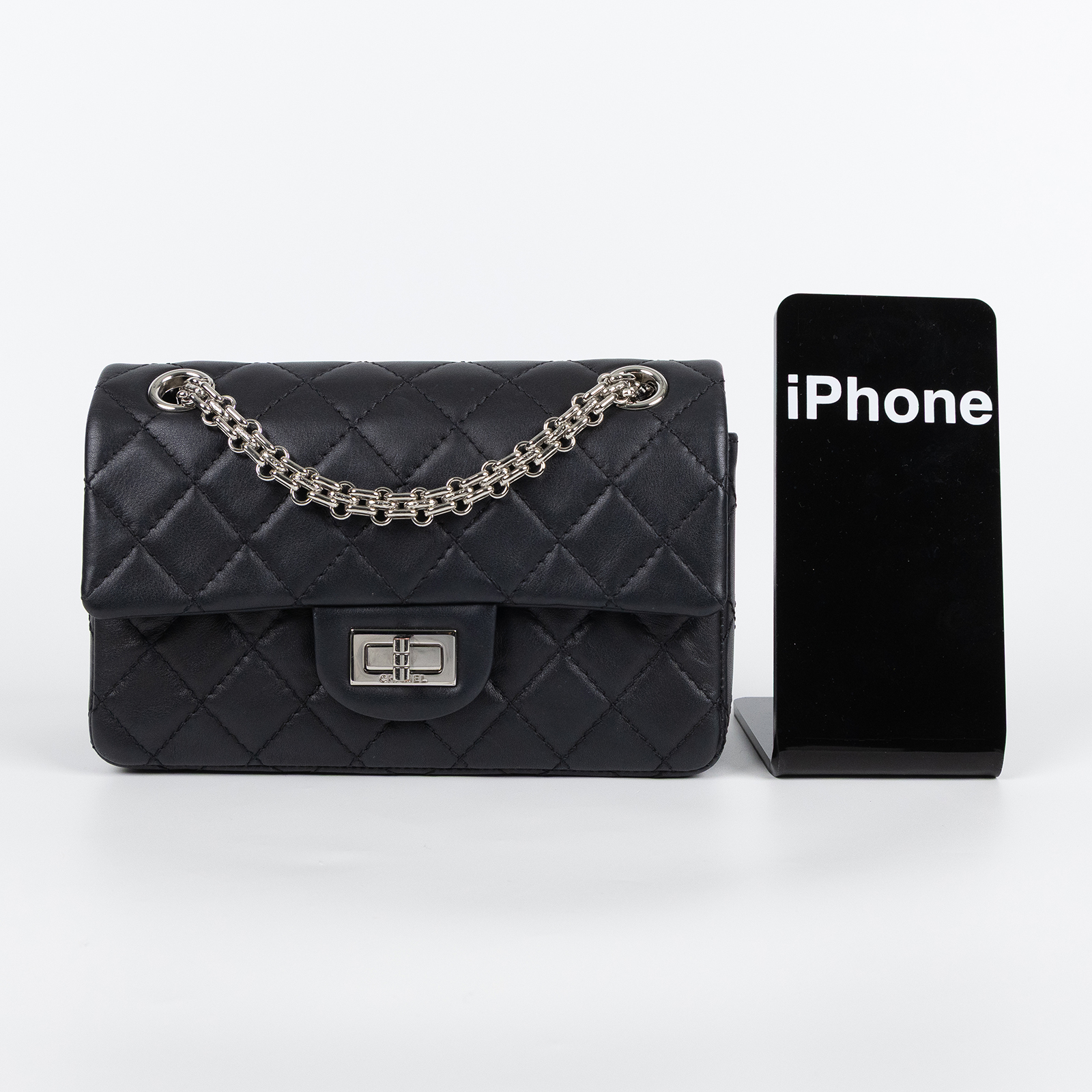 香奈兒 CHANEL 2.55 迷你 口蓋包 AS0874 B18829 晶片款 黑2.55 MINI 原廠盒子/防塵袋/購買證明影本