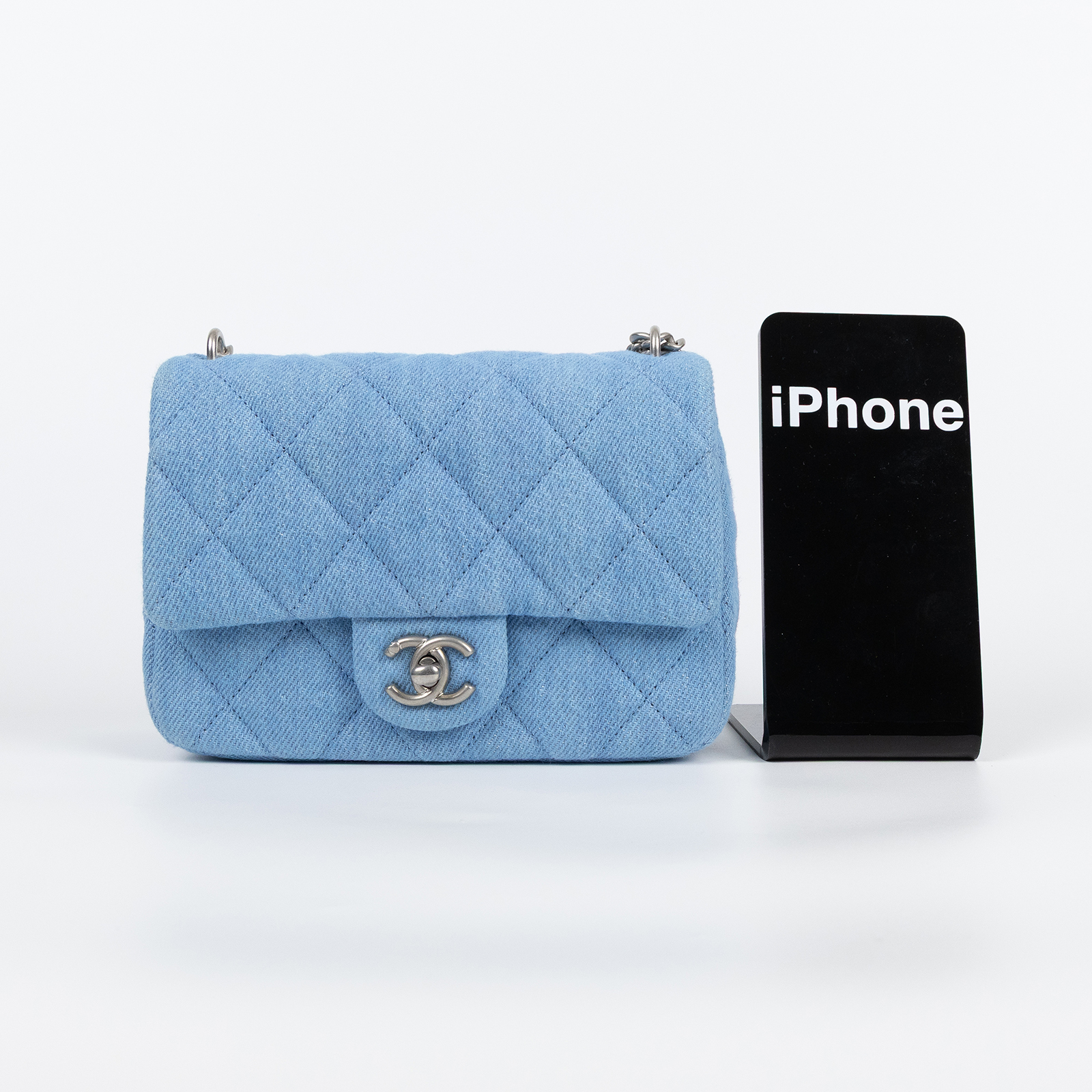 香奈兒 CHANEL 心型金球 方胖 肩背 斜背口蓋包  AS3829_DENIM 晶片款 藍牛仔愛心調節方胖 原廠盒子/防塵袋