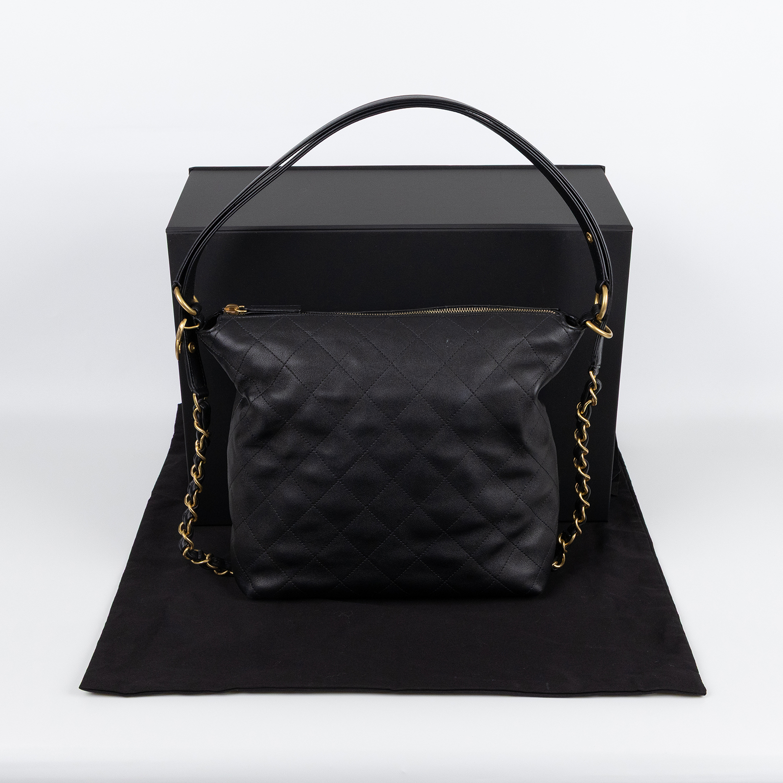 香奈兒 CHANEL HOBO 肩背包 流浪包 後背包 兩用包 AS5517 晶片款 黑HOBO肩背包 原廠盒子/防塵袋