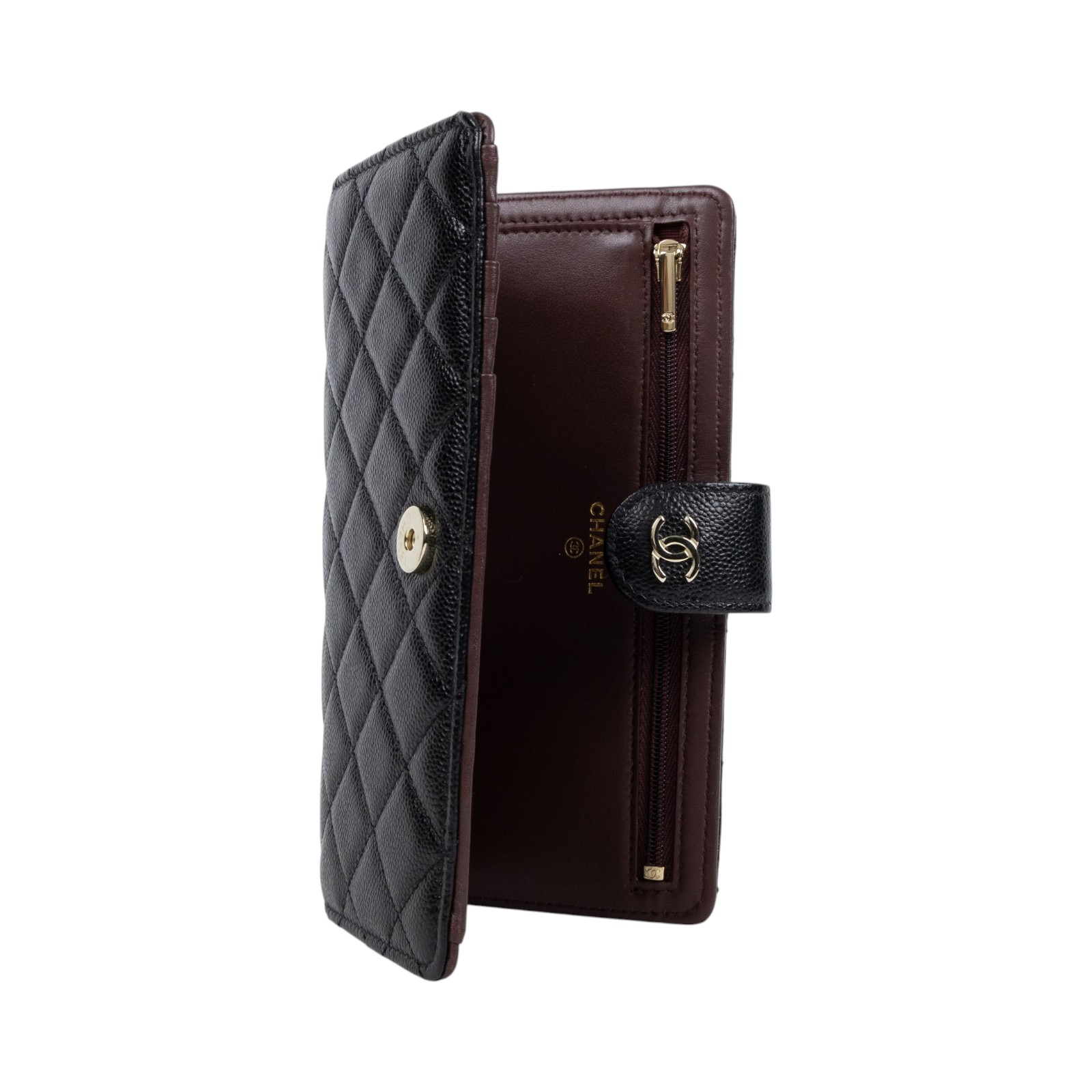 香奈兒 CHANEL CC LOGO 長夾 錢包 皮夾  晶片款 黑荔枝長夾 無附屬品