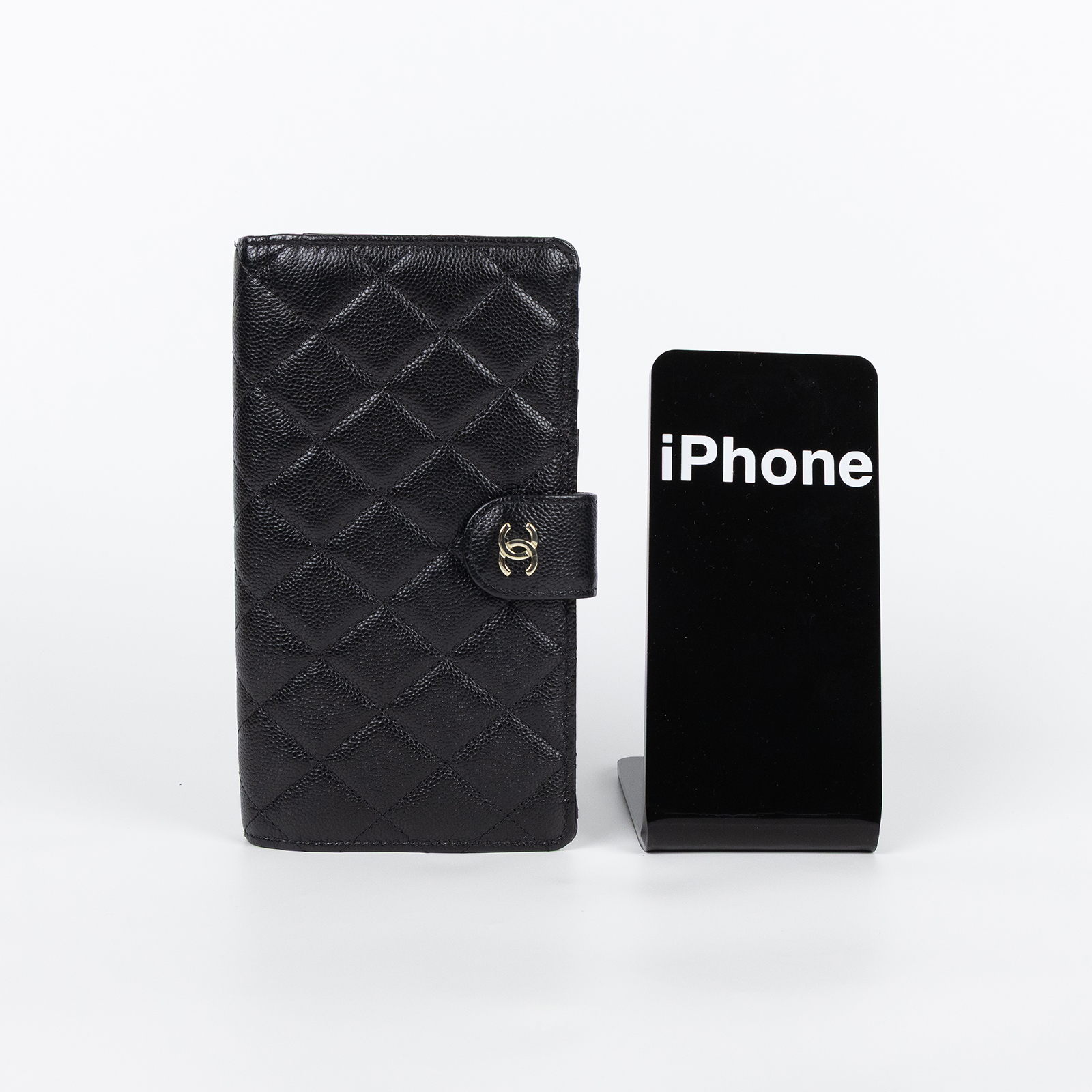 香奈兒 CHANEL CC LOGO 長夾 錢包 皮夾  晶片款 黑荔枝長夾 無附屬品