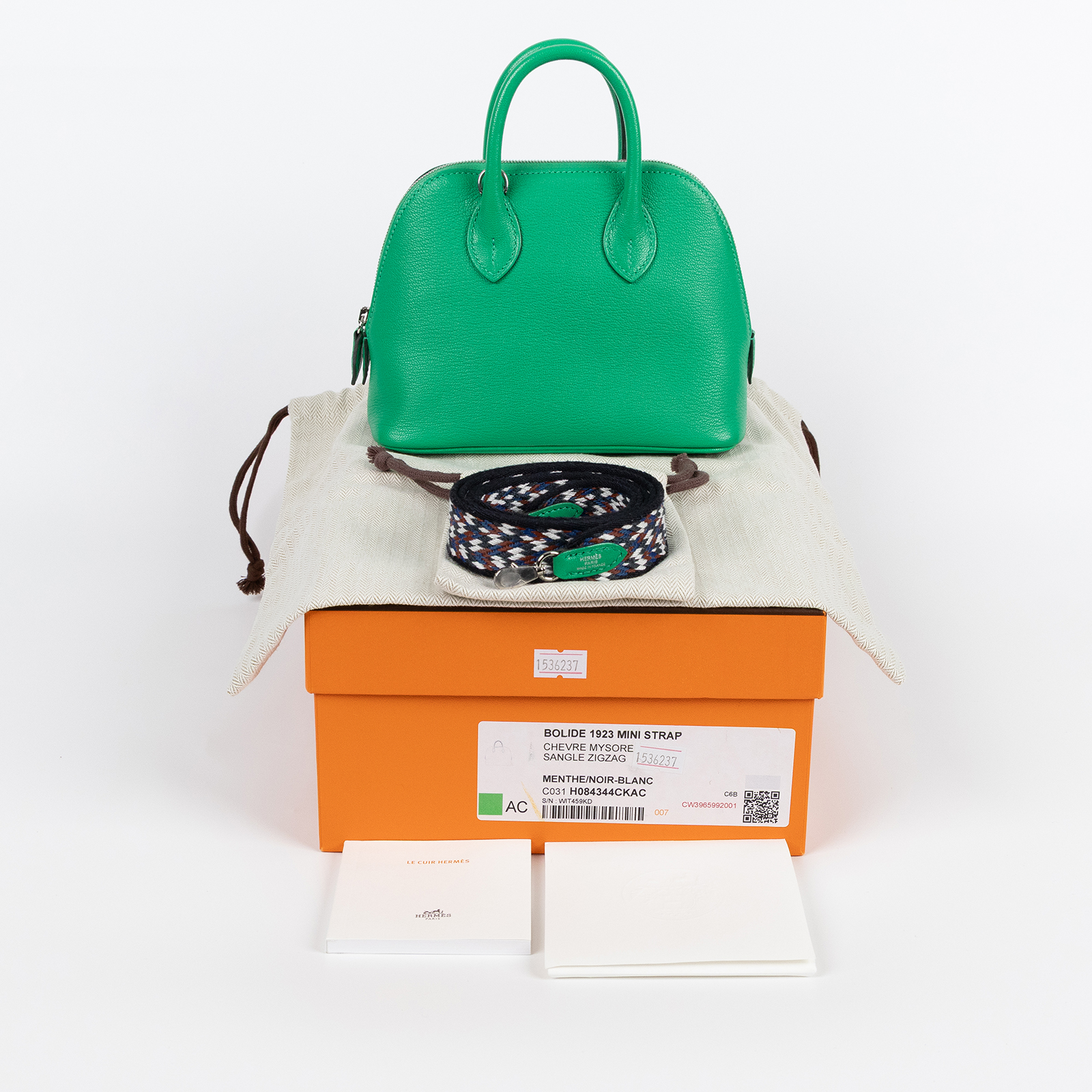 愛馬仕 Hermes Bolide Bag 1923 柏莉包 mini 銀色五金 薄荷綠色 H084344CKAC /WIT459KD  原廠盒子/防塵袋/背帶