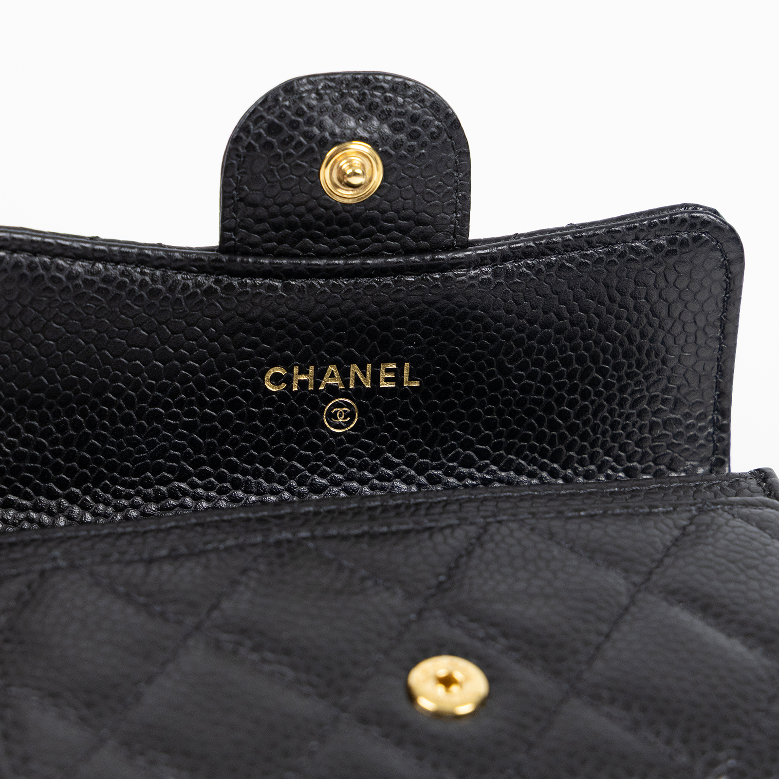 香奈兒 CHANEL CC LOGO 口蓋 卡片夾 錢包 AP0214 晶片款 黑荔枝卡包 原廠盒子/防塵袋/緞帶/山茶花裝飾