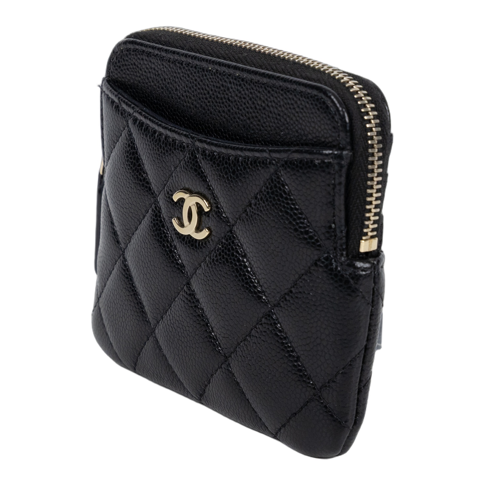香奈兒 CHANEL CC Logo 5卡 拉鍊 零錢包 AP2061 B10583 晶片款 黑荔枝吐司零錢包 原廠盒子/防塵袋/購買證明
