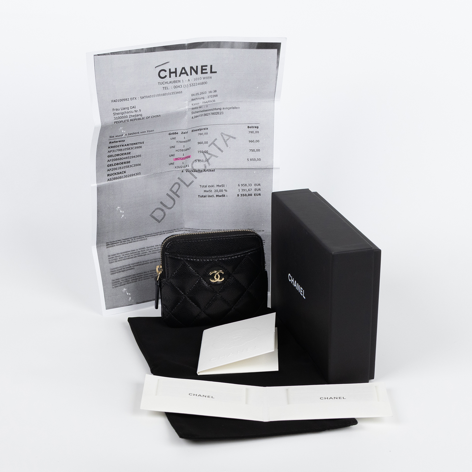 香奈兒 CHANEL CC Logo 5卡 拉鍊 零錢包 AP2061 B10583 晶片款 黑荔枝吐司零錢包 原廠盒子/防塵袋/購買證明
