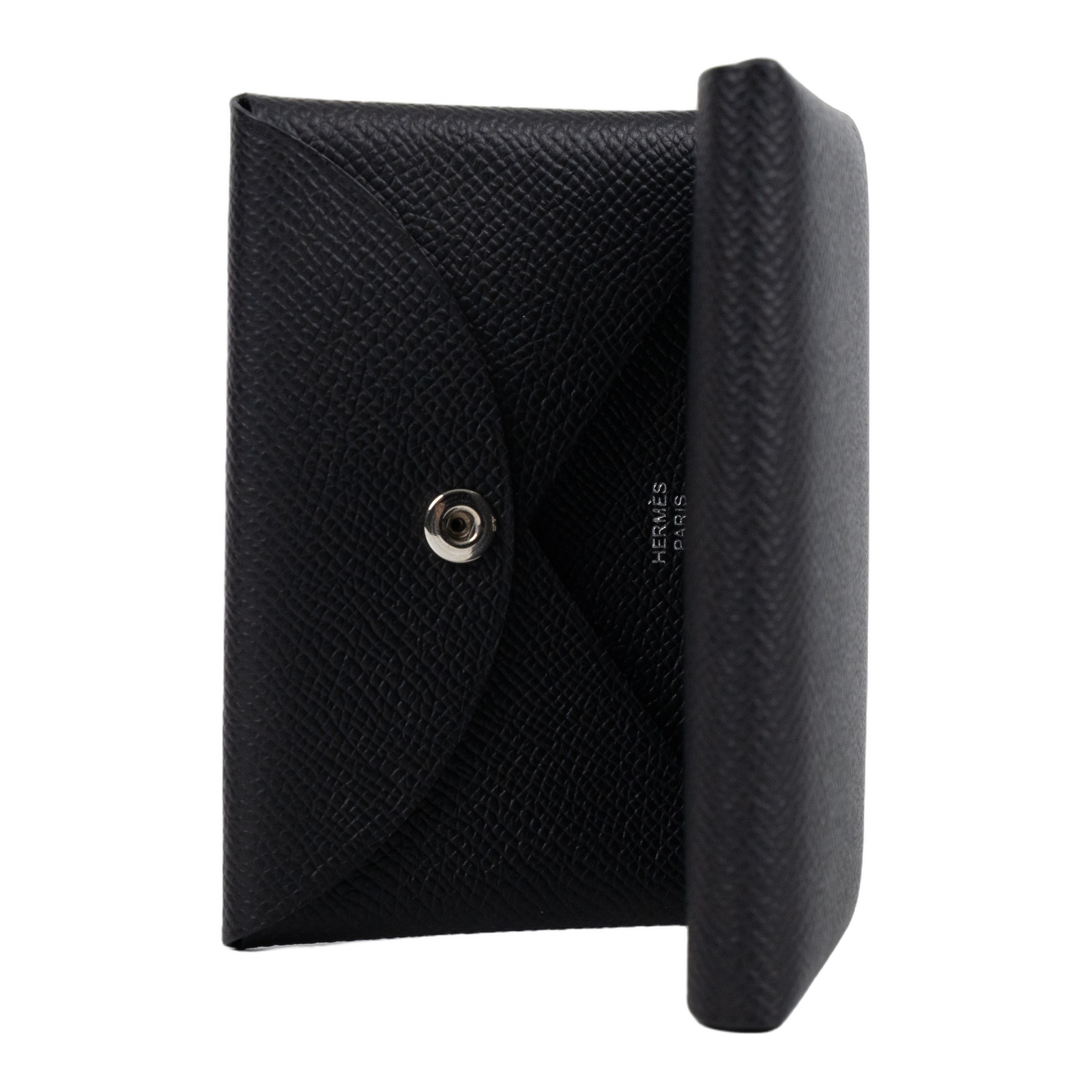 愛馬仕 Hermes Calvi Duo 卡包 黑色 銀色五金 H083035CK89 /W刻 黑CALVI DUO 原廠盒子/購買證明