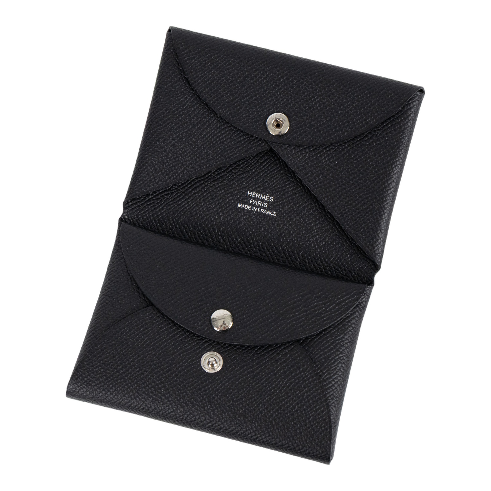 愛馬仕 Hermes Calvi Duo 卡包 黑色 銀色五金 H083035CK89 /W刻 黑CALVI DUO 原廠盒子/購買證明