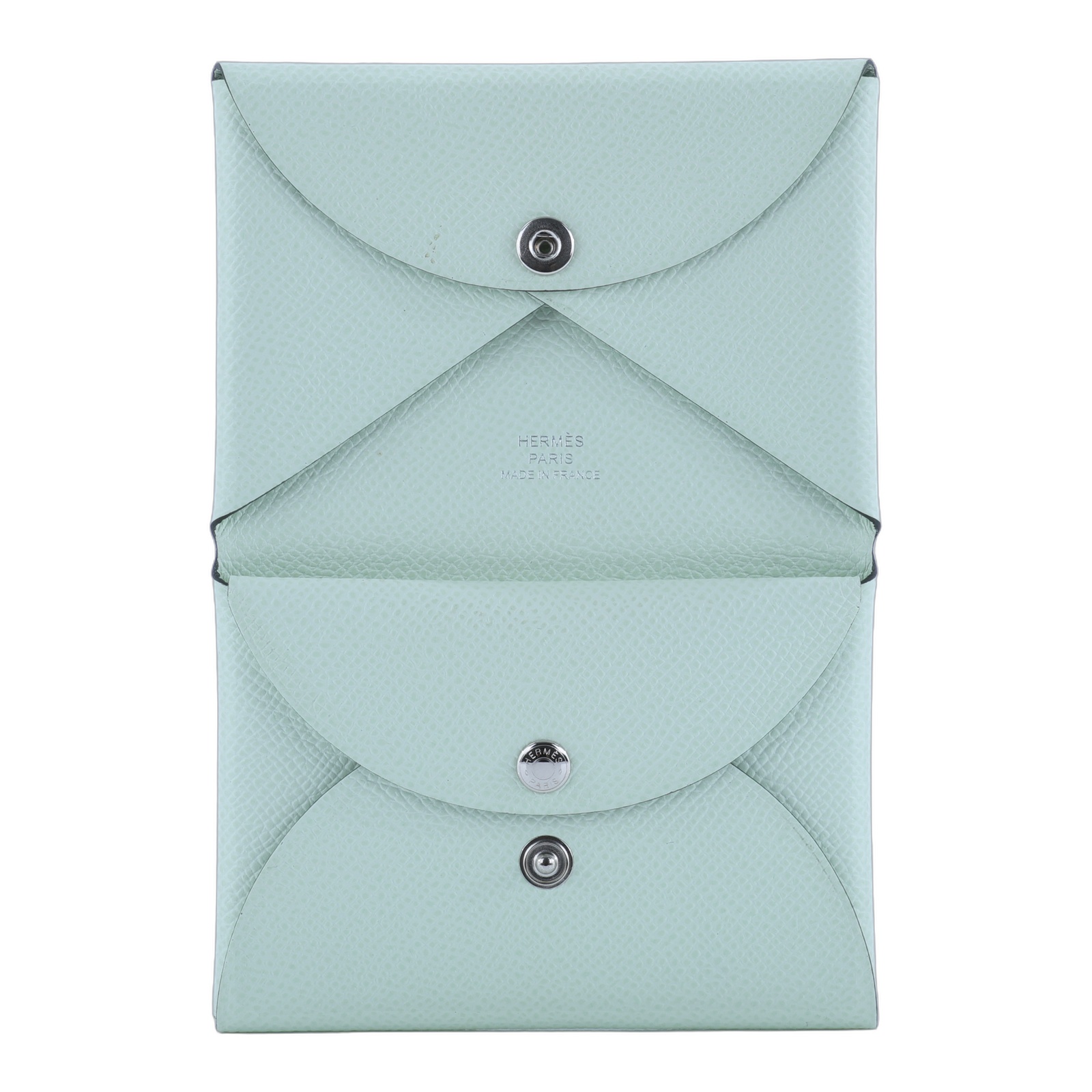 愛馬仕 Hermes Calvi Duo 卡包 CALD B刻 氣泡綠CALVI DUO 無附屬品