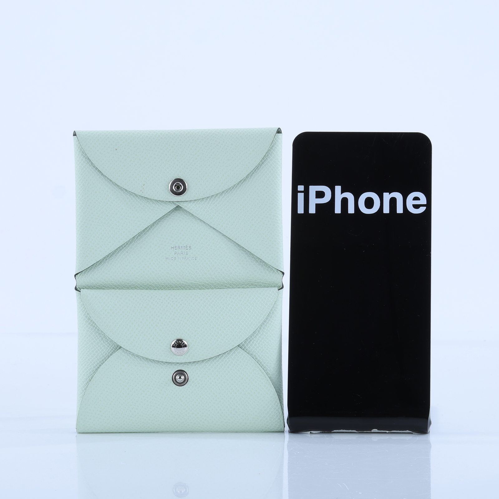 愛馬仕 Hermes Calvi Duo 卡包 CALD B刻 氣泡綠CALVI DUO 無附屬品
