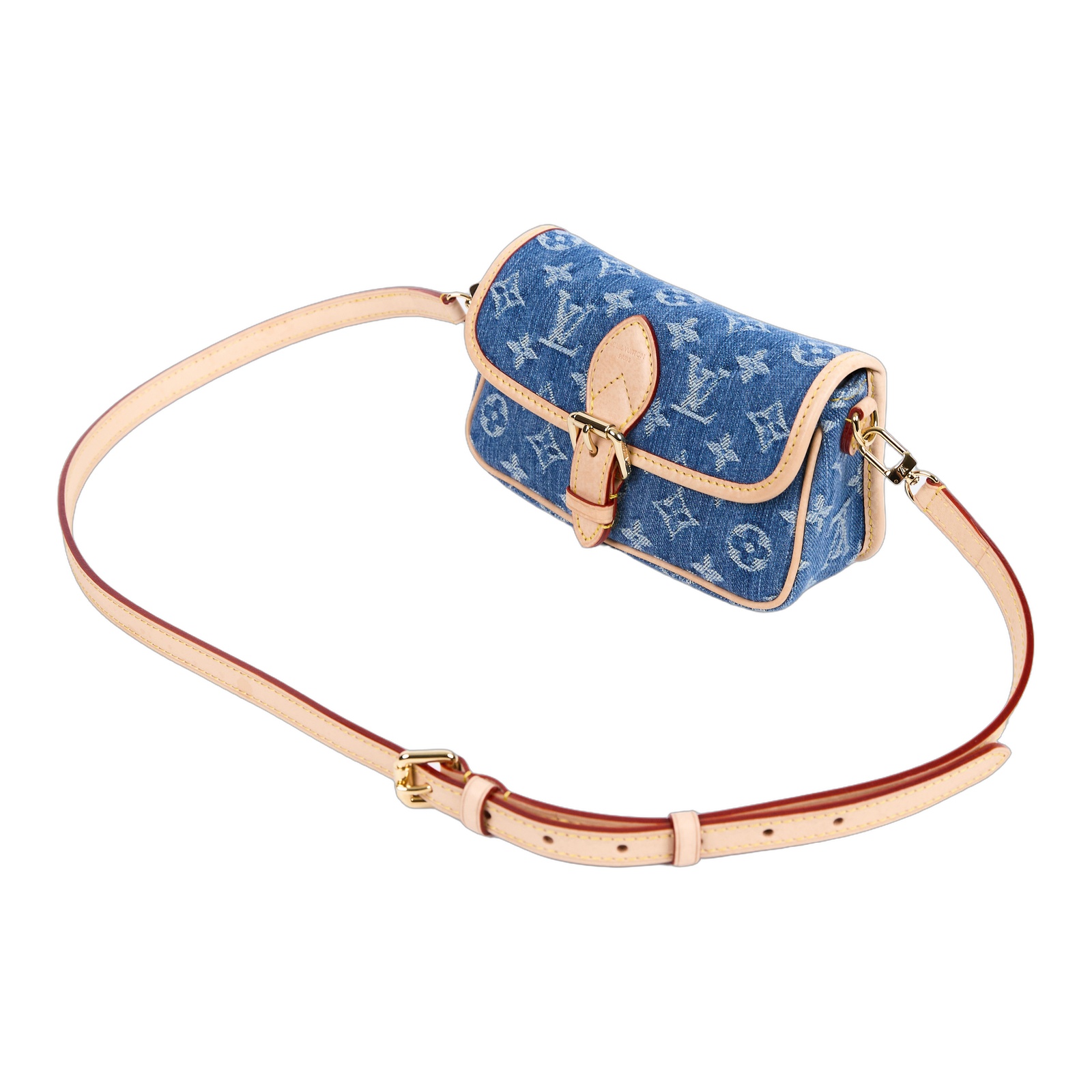 路易威登 LOUIS VUITTON Nano Diane 腋下包 法棍包 肩背包 單寧 M27700 晶片款 淺藍丹寧NANO DIANA 背帶2/防塵袋