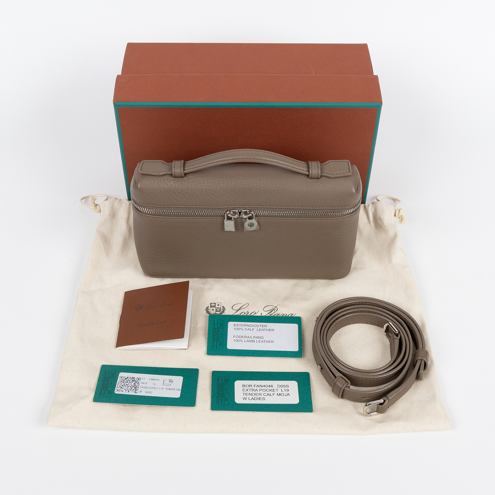 諾悠翩雅 LORO PIANA Extra Pouch L19 手拿包 FAN4046 灰EXTRA POCKET L19 原廠盒子/防塵袋/背帶