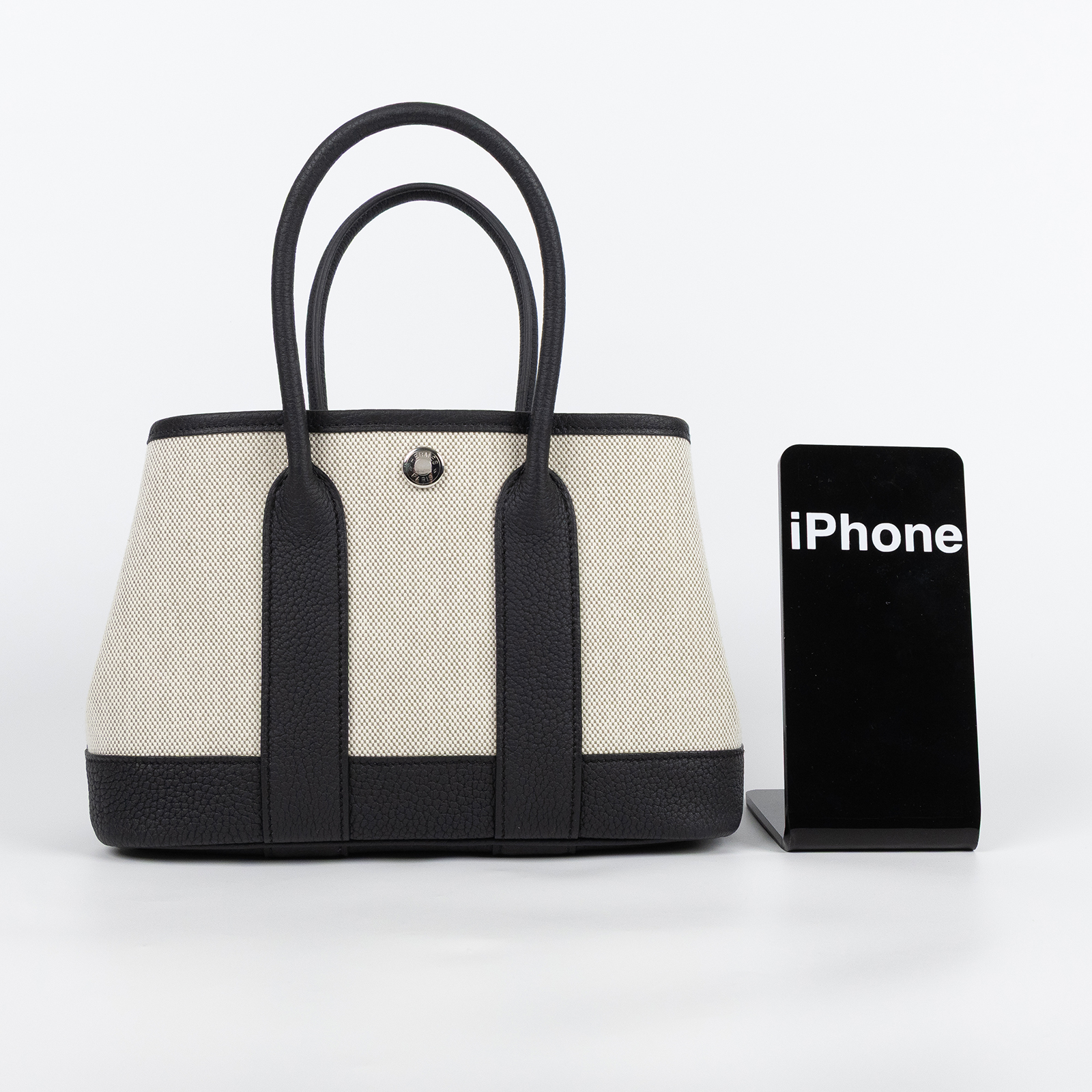 愛馬仕 Hermes Neo Garden Party 花園派對包 23 銀色五金 Ecru Amande Noir H086418CKAL /  原廠盒子/防塵袋/台灣購買證明