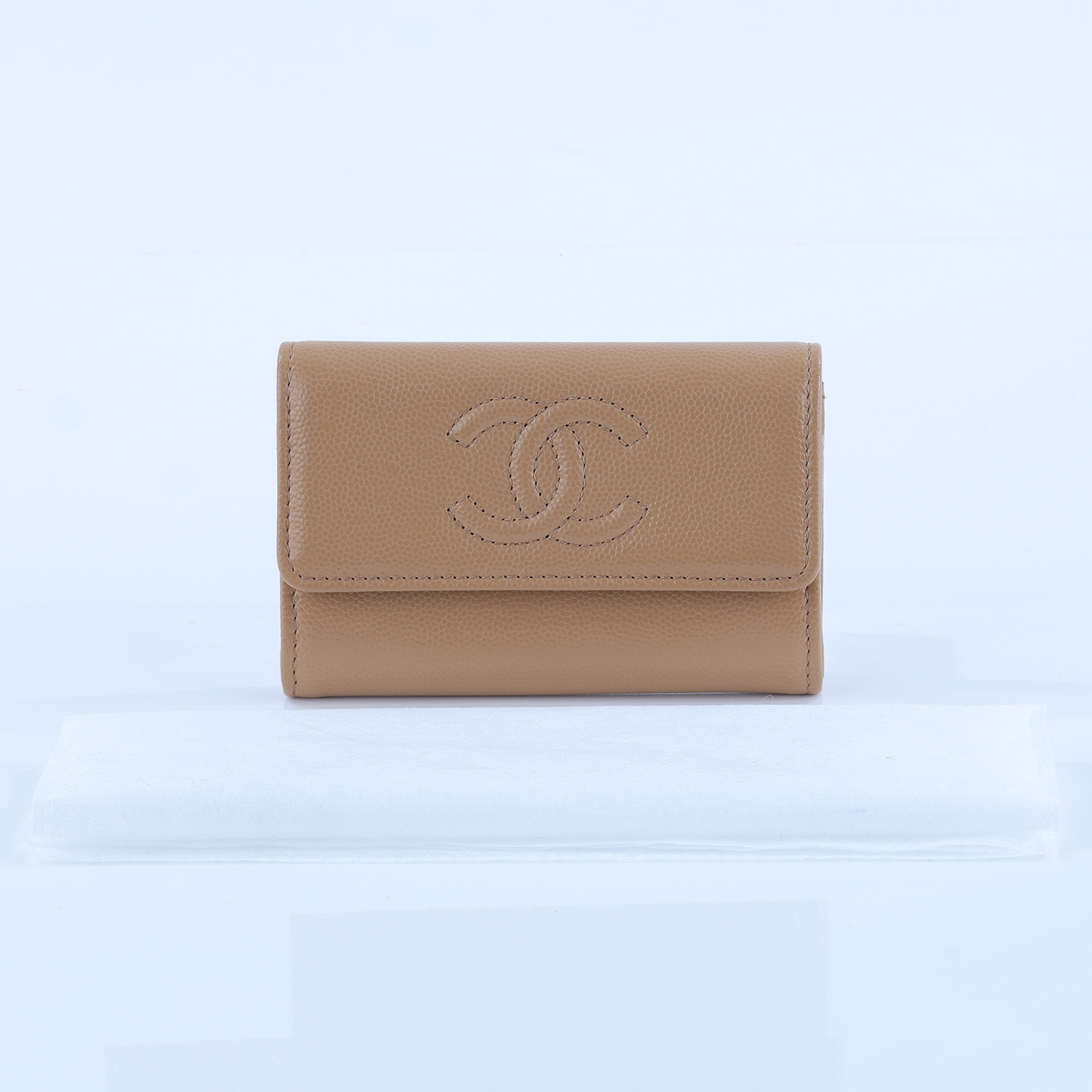 香奈兒 CHANEL CC LOGO 零錢包 卡包  晶片款 奶茶荔枝卡包 無附屬品