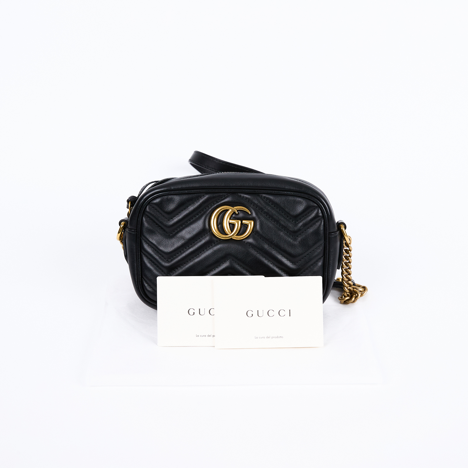 古馳 GUCCI Marmont 迷你袋 金色五金 448065 DTD1T 黑金GG Marmont 相機包 MINI 無附屬品